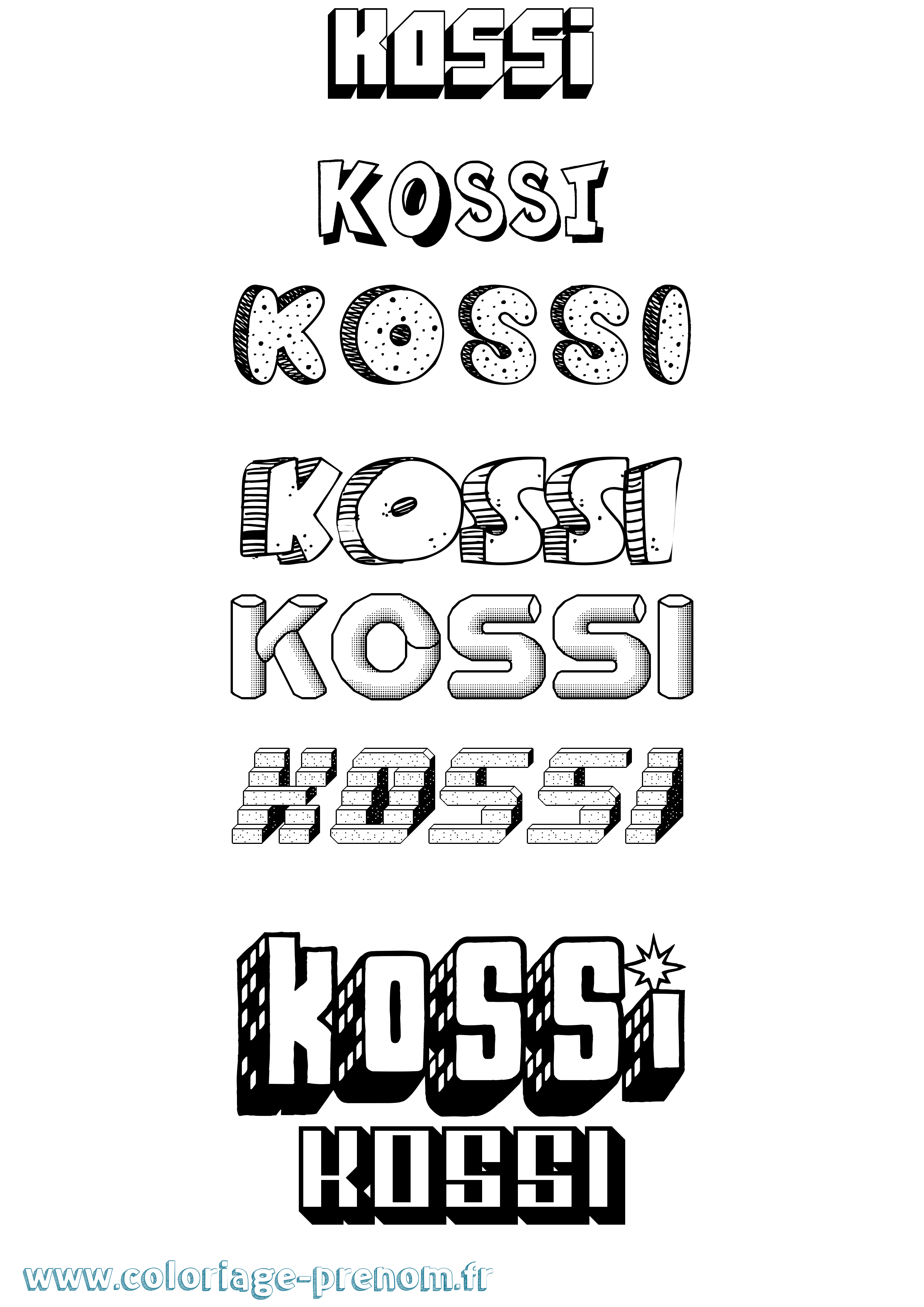 Coloriage Kossi Effet 3D Coloriage prénom Kossi Effet 3D