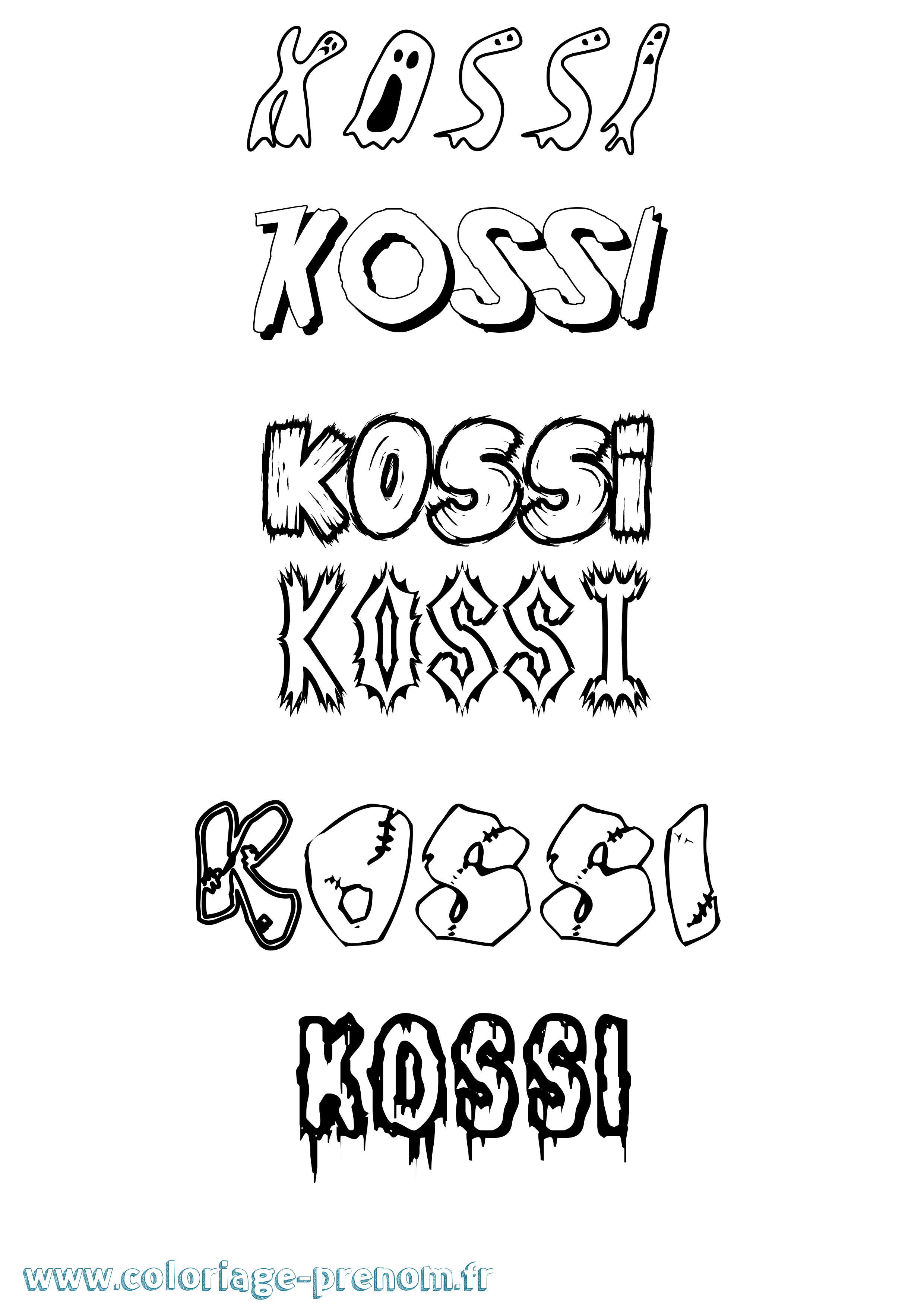Coloriage Kossi Frisson Coloriage prénom Kossi Frisson