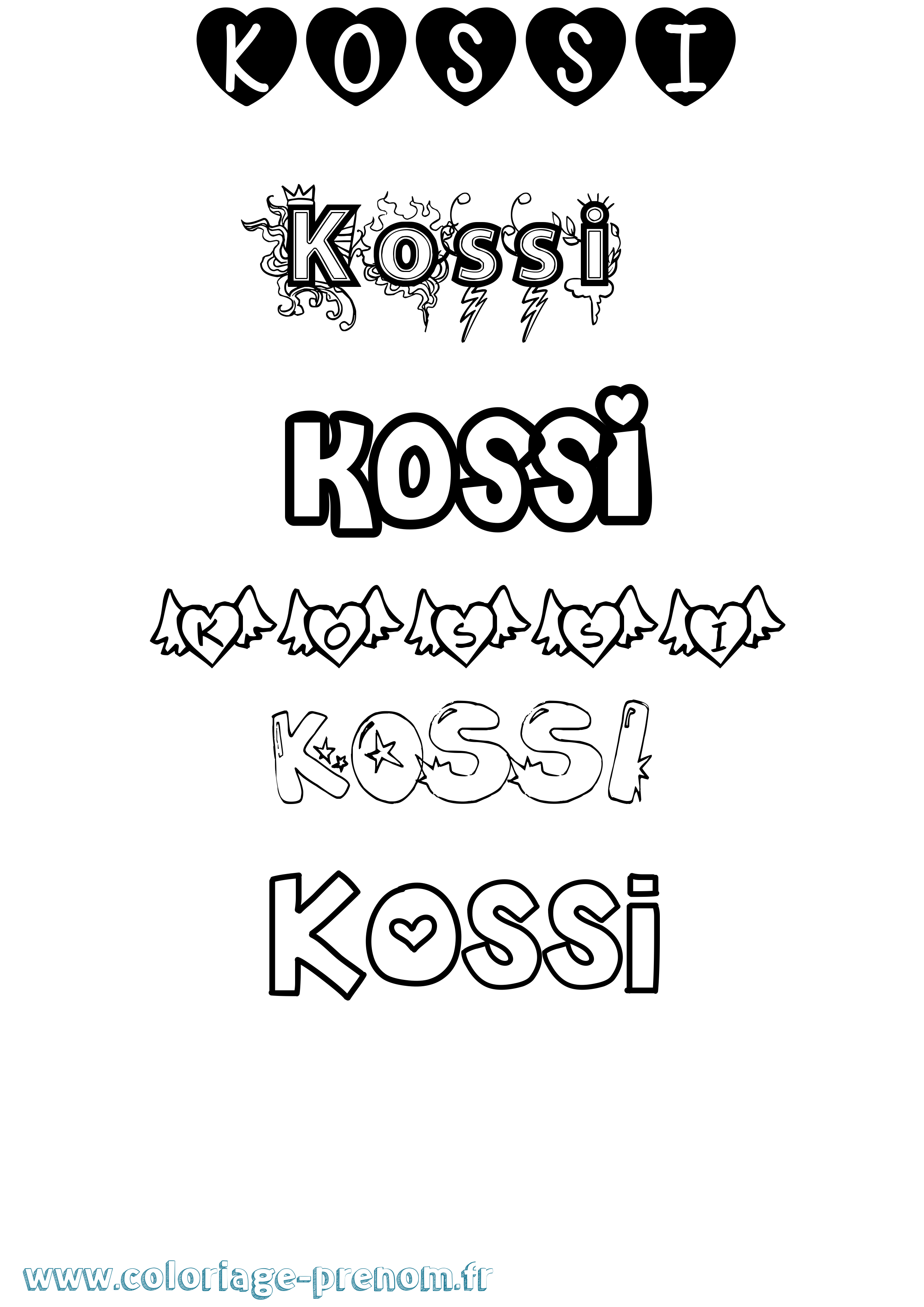 Coloriage Kossi Girly Coloriage prénom Kossi Girly