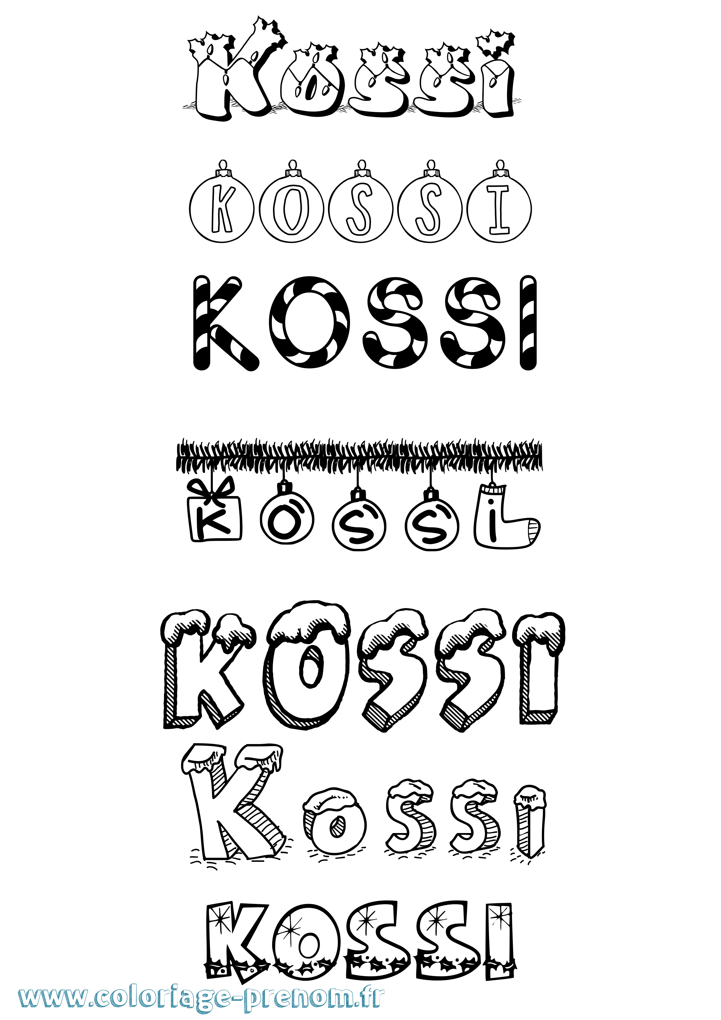 Coloriage Kossi Noël Coloriage prénom Kossi Noël