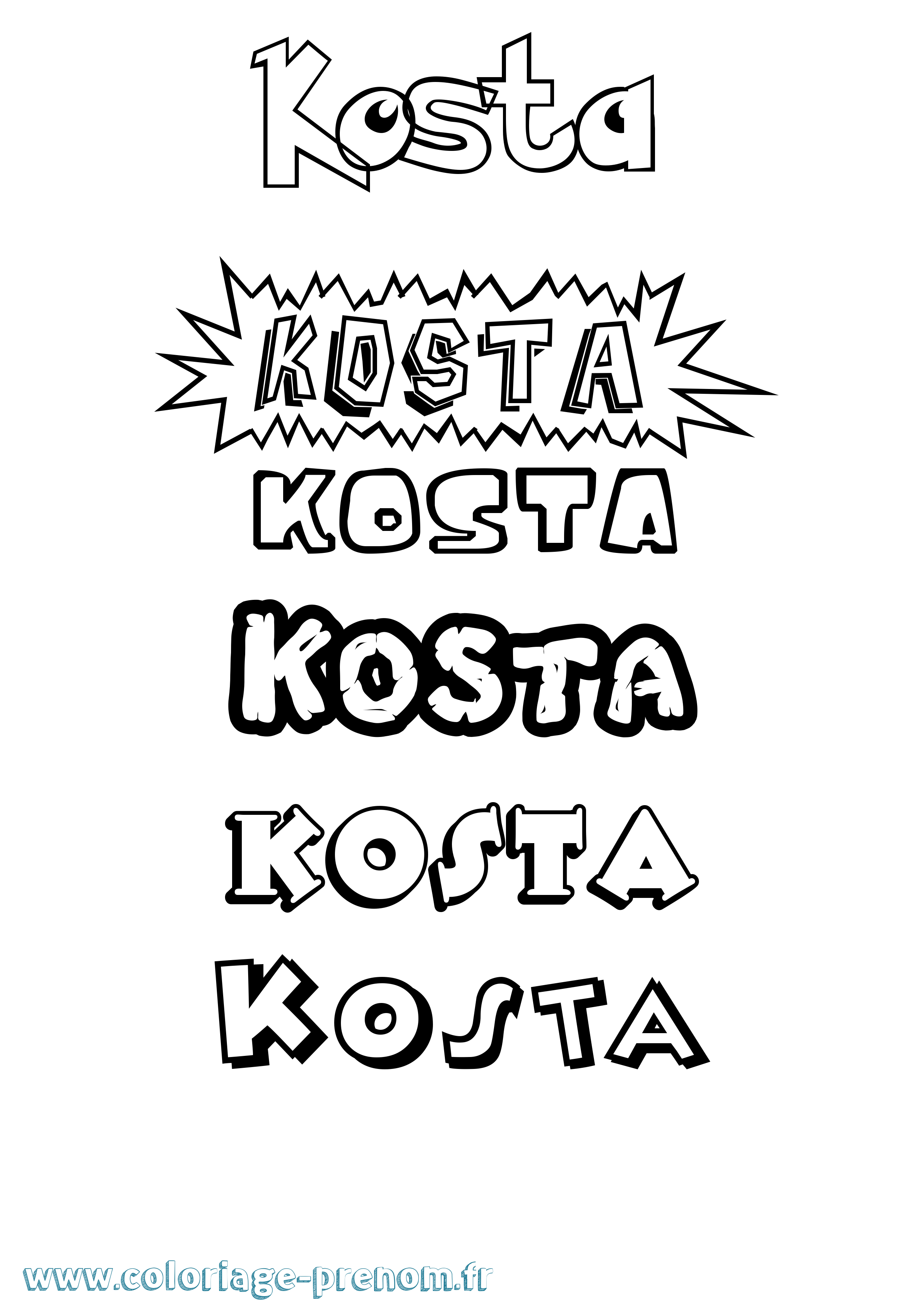 Coloriage Kosta Dessin Animé Coloriage prénom Kosta Dessin Animé