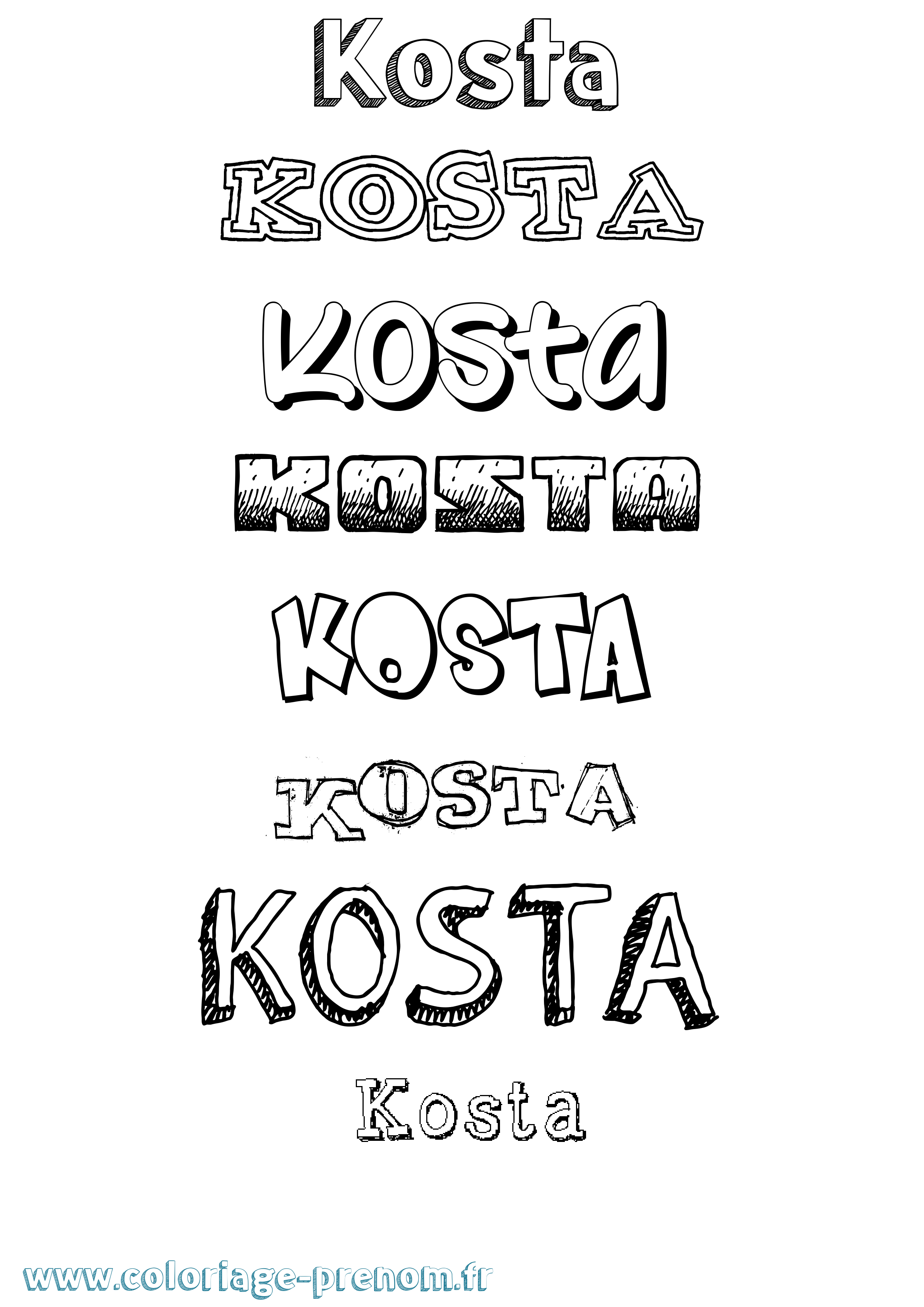 Coloriage Kosta Dessiné Coloriage prénom Kosta Dessiné