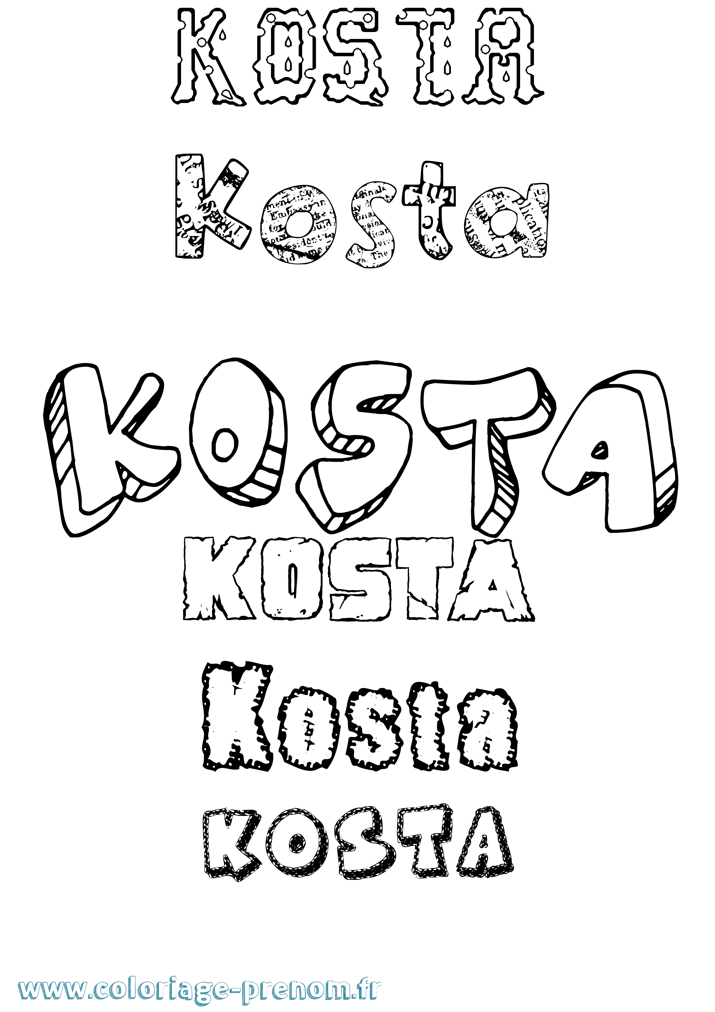 Coloriage Kosta Destructuré Coloriage prénom Kosta Destructuré