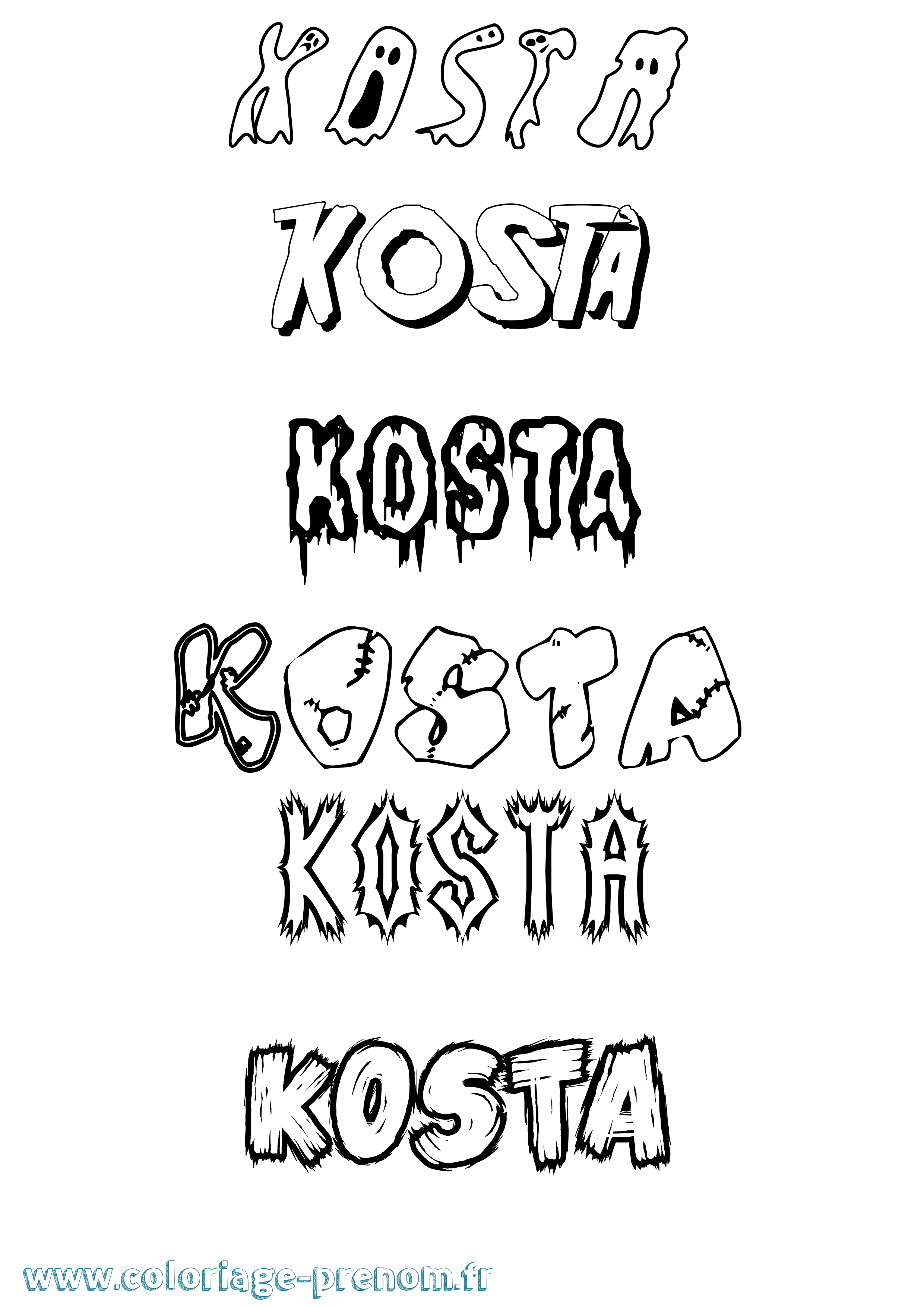 Coloriage Kosta Frisson Coloriage prénom Kosta Frisson