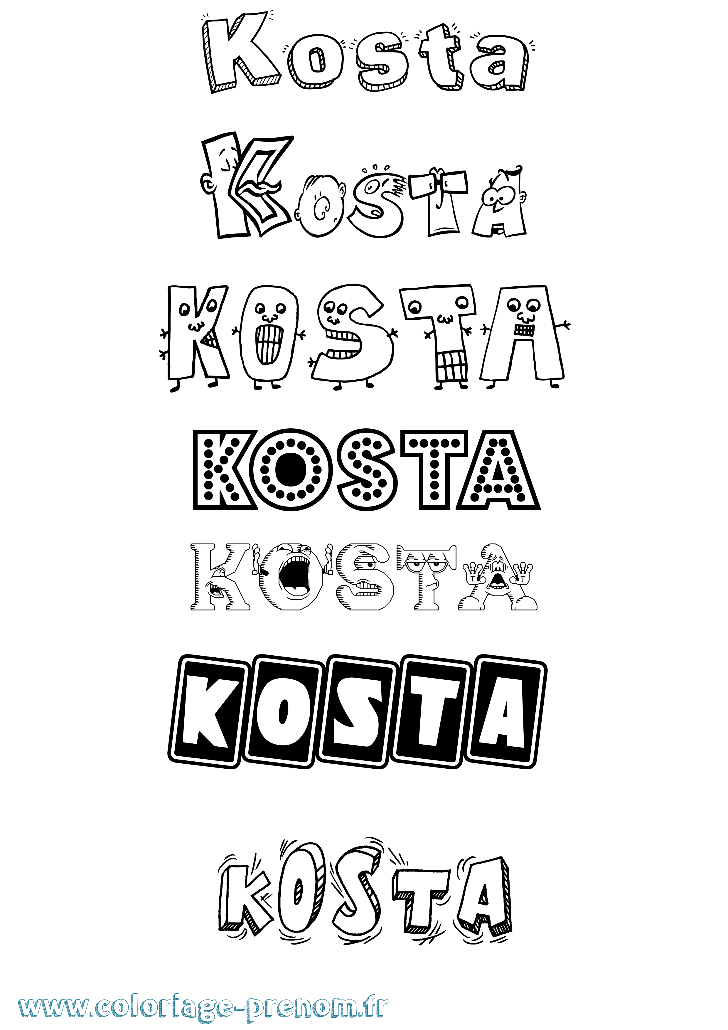 Coloriage Kosta Fun Coloriage prénom Kosta Fun