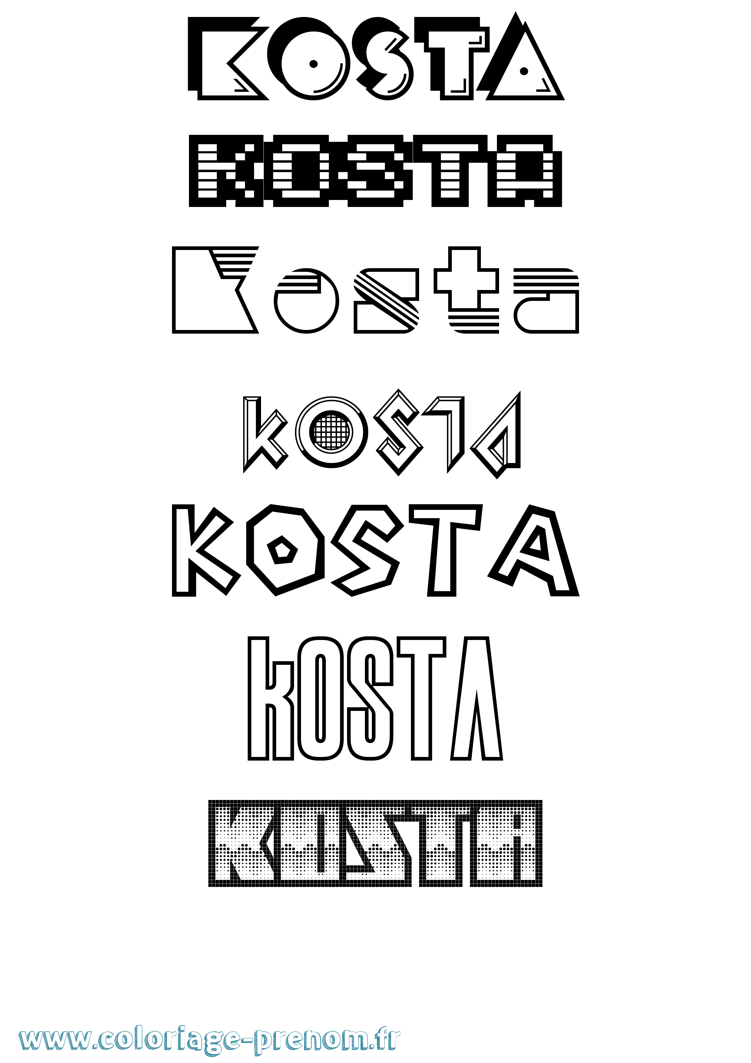 Coloriage Kosta Jeux Vidéos Coloriage prénom Kosta Jeux Vidéos