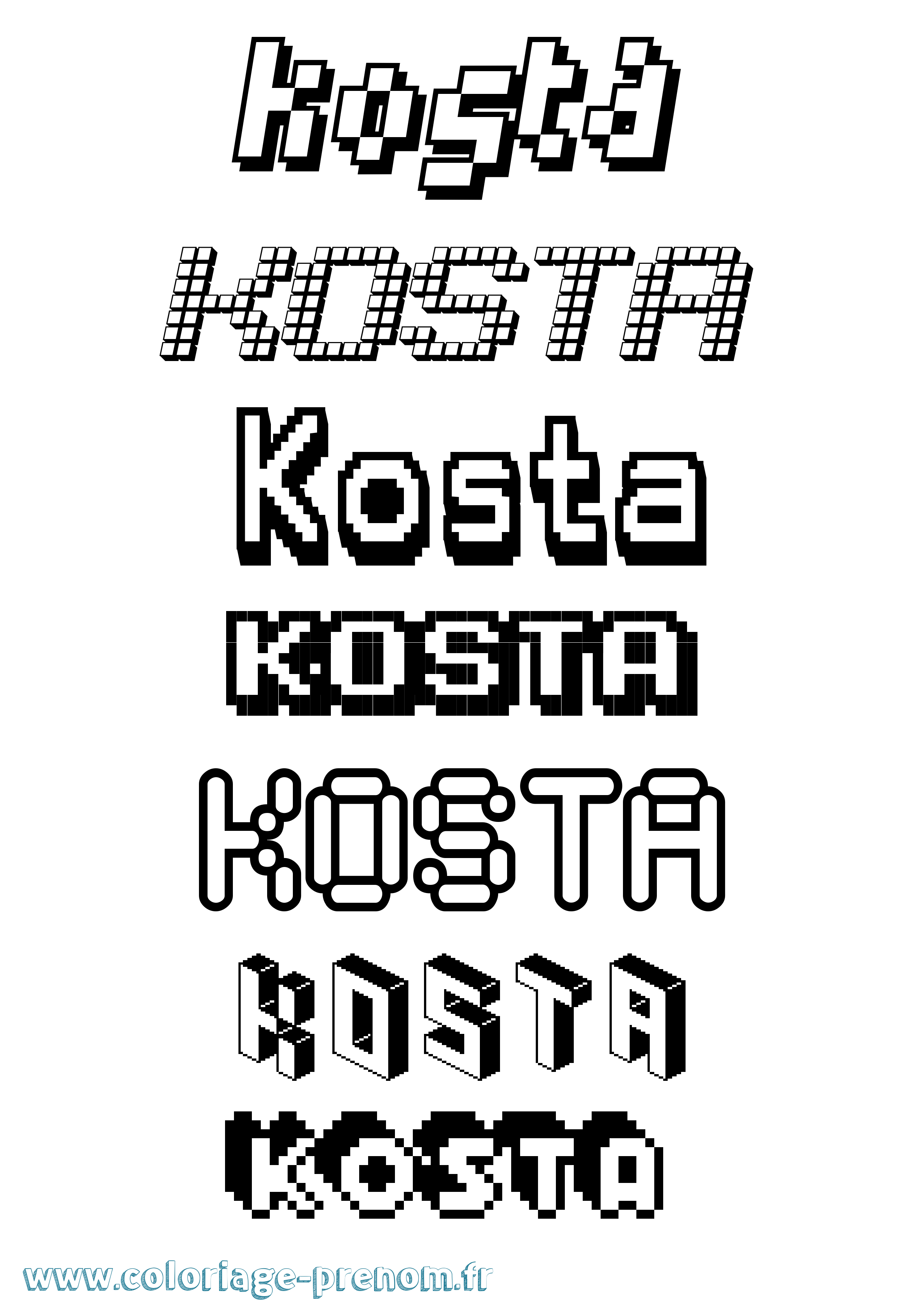 Coloriage Kosta Pixel Coloriage prénom Kosta Pixel