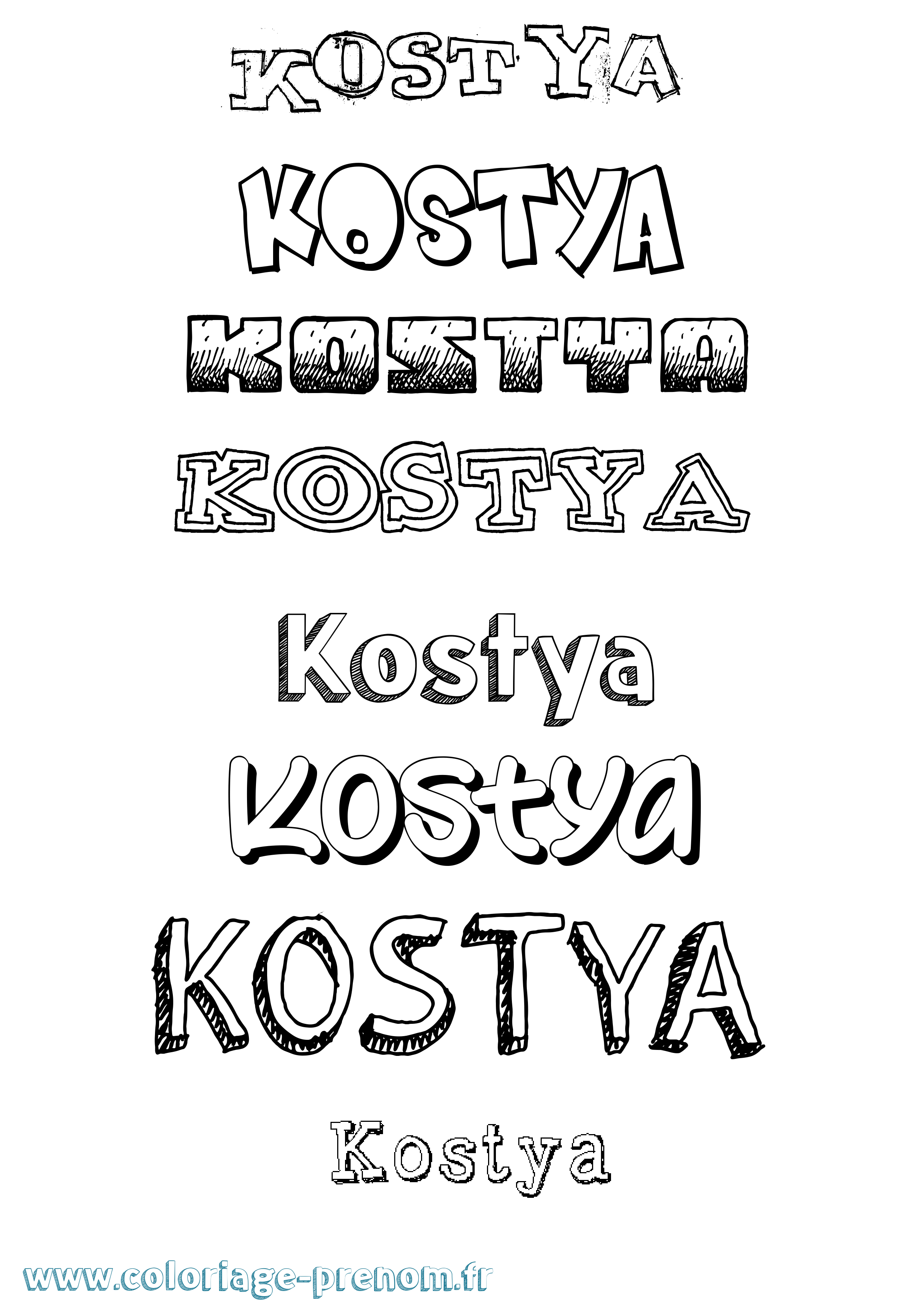Coloriage Kostya Dessiné Coloriage prénom Kostya Dessiné