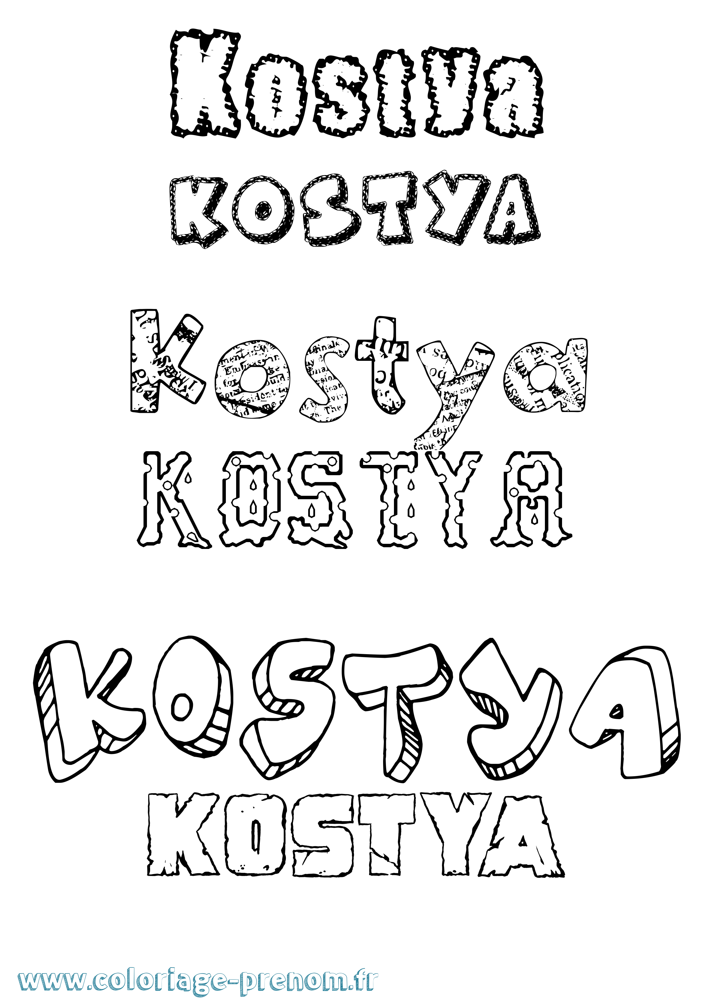 Coloriage Kostya Destructuré Coloriage prénom Kostya Destructuré