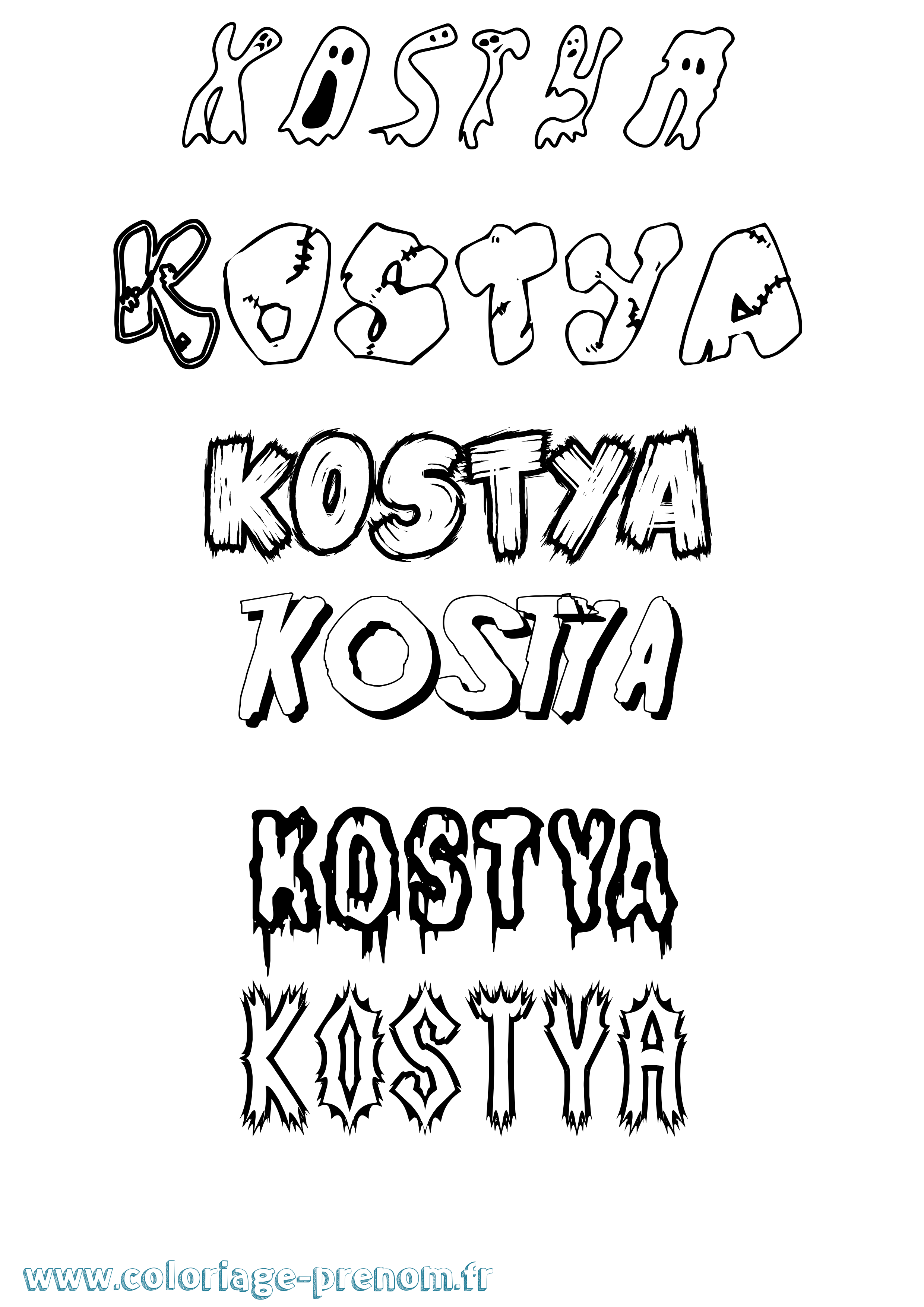 Coloriage Kostya Frisson Coloriage prénom Kostya Frisson