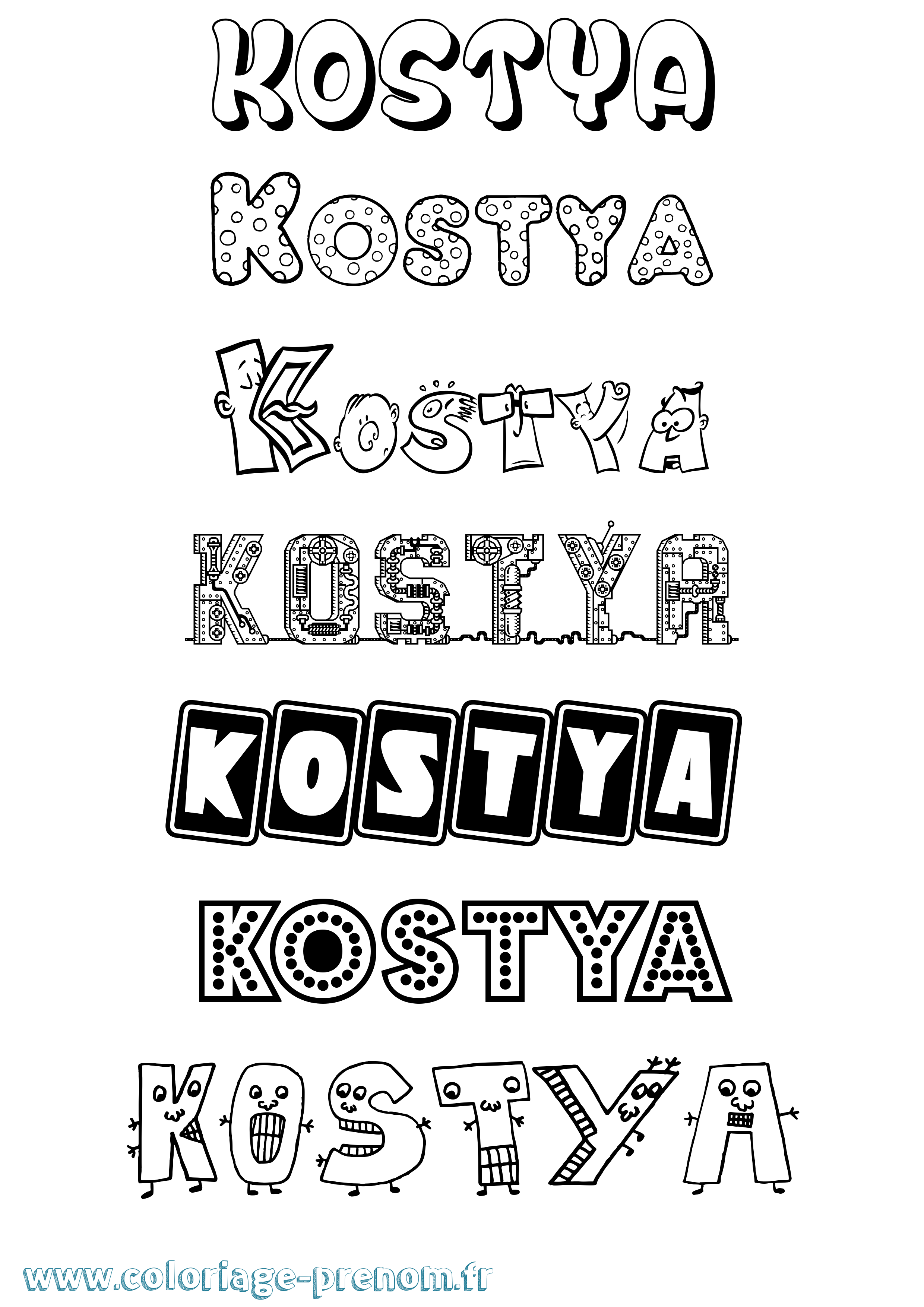 Coloriage Kostya Fun Coloriage prénom Kostya Fun