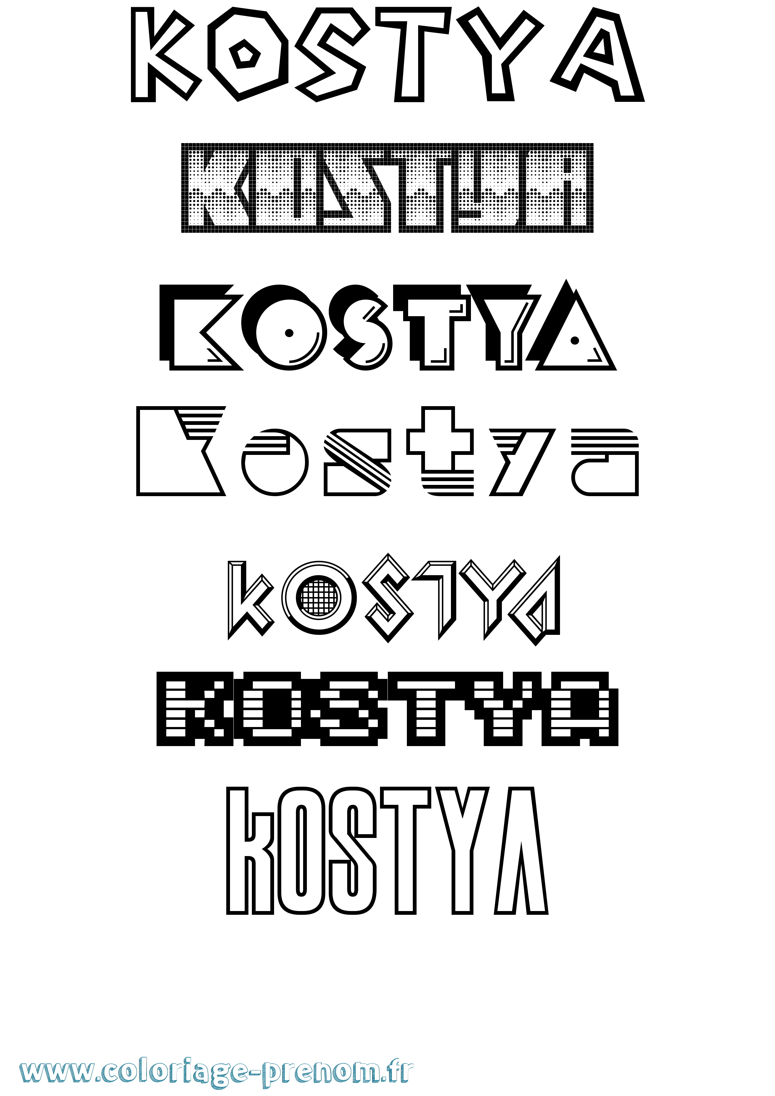Coloriage Kostya Jeux Vidéos Coloriage prénom Kostya Jeux Vidéos