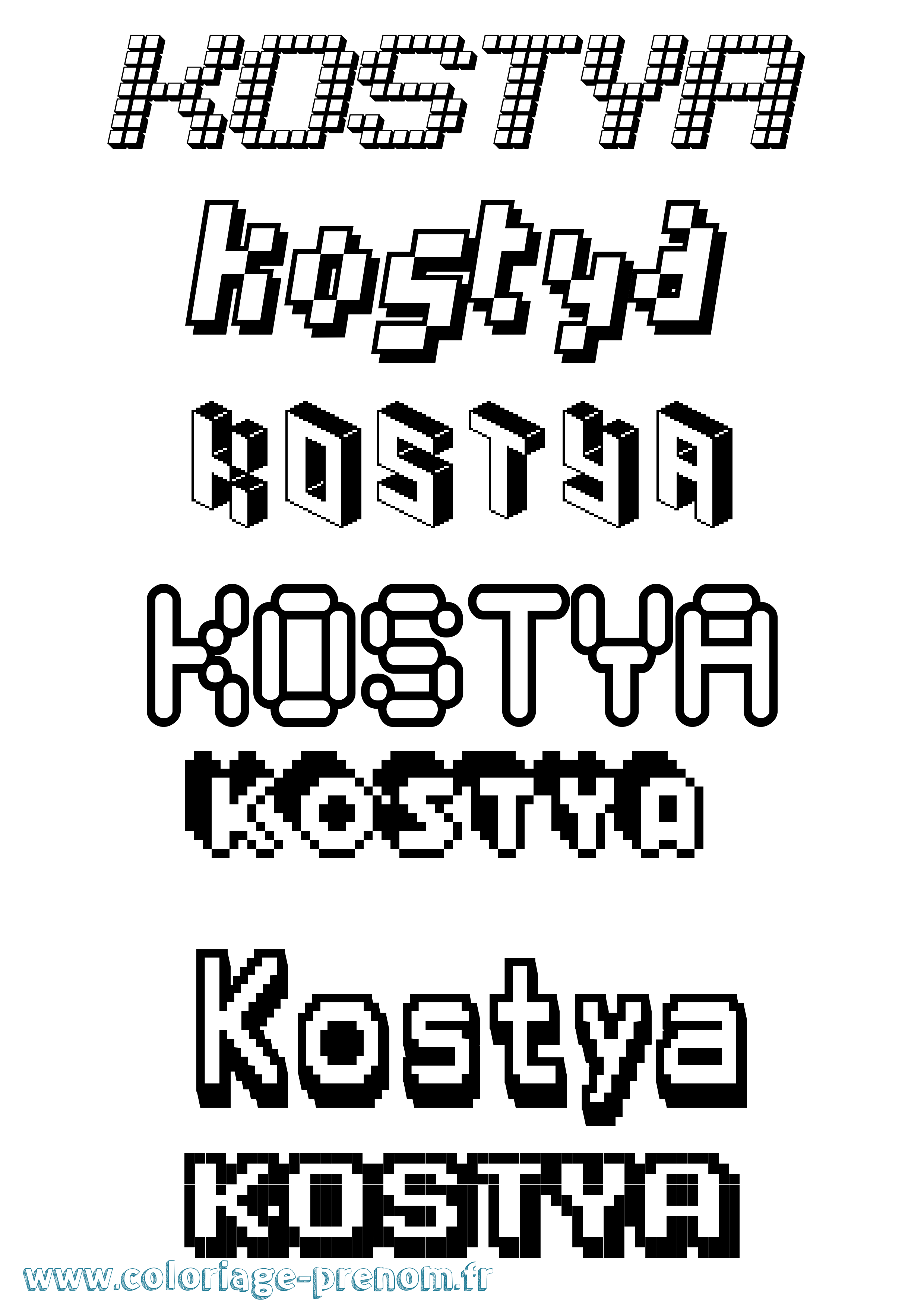 Coloriage Kostya Pixel Coloriage prénom Kostya Pixel