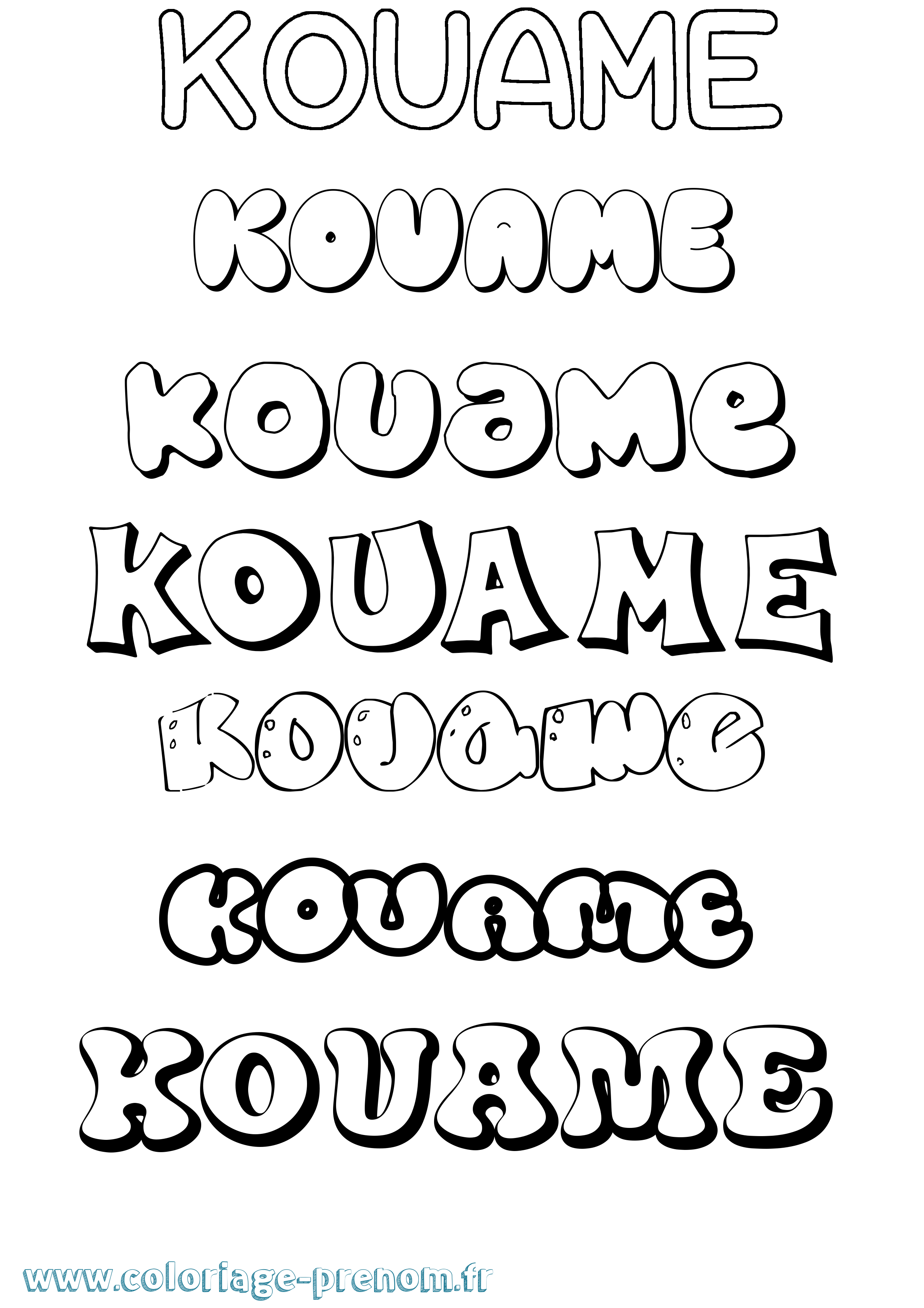 Coloriage Kouame Bubble Coloriage prénom Kouame Bubble