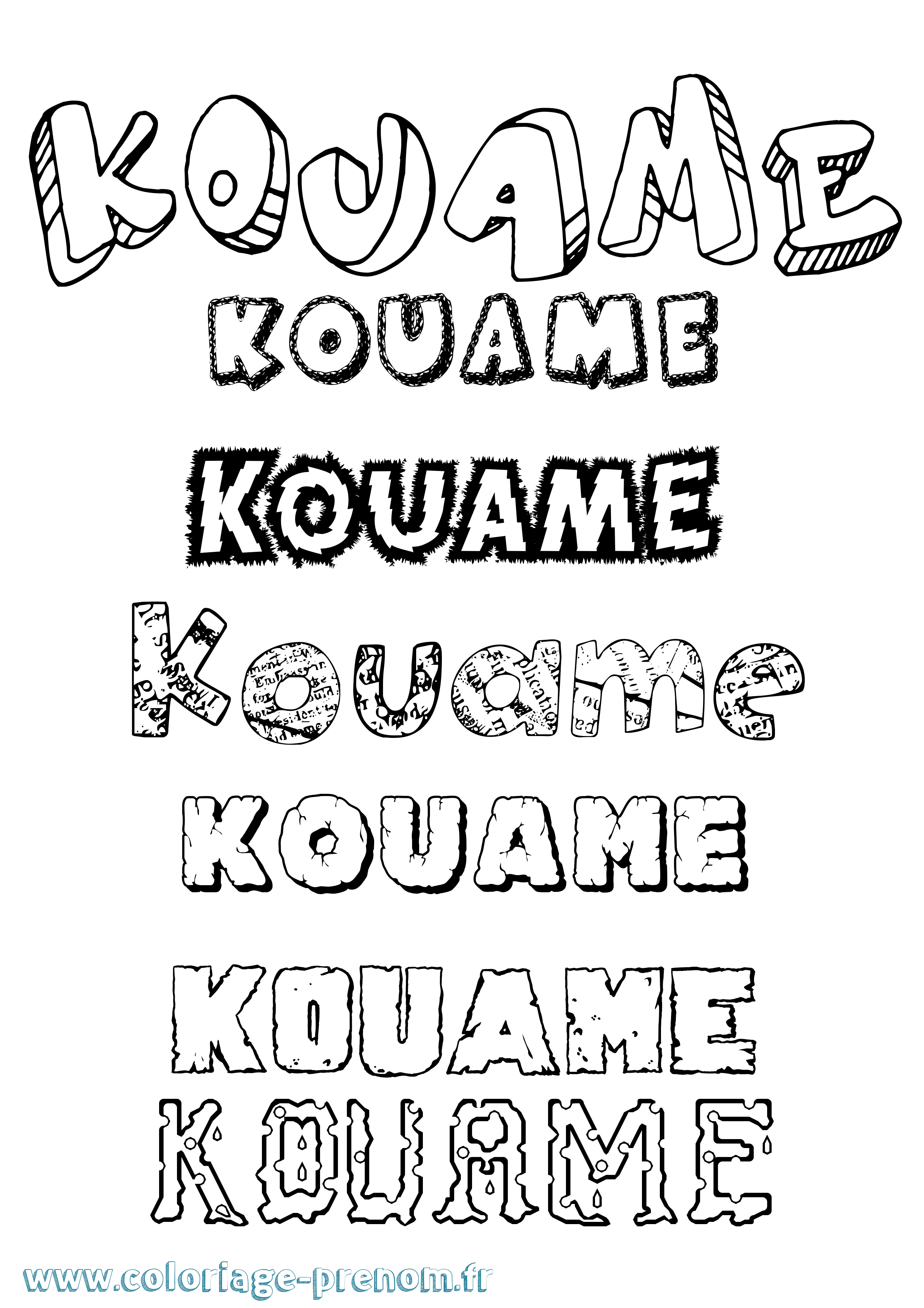 Coloriage Kouame Destructuré Coloriage prénom Kouame Destructuré