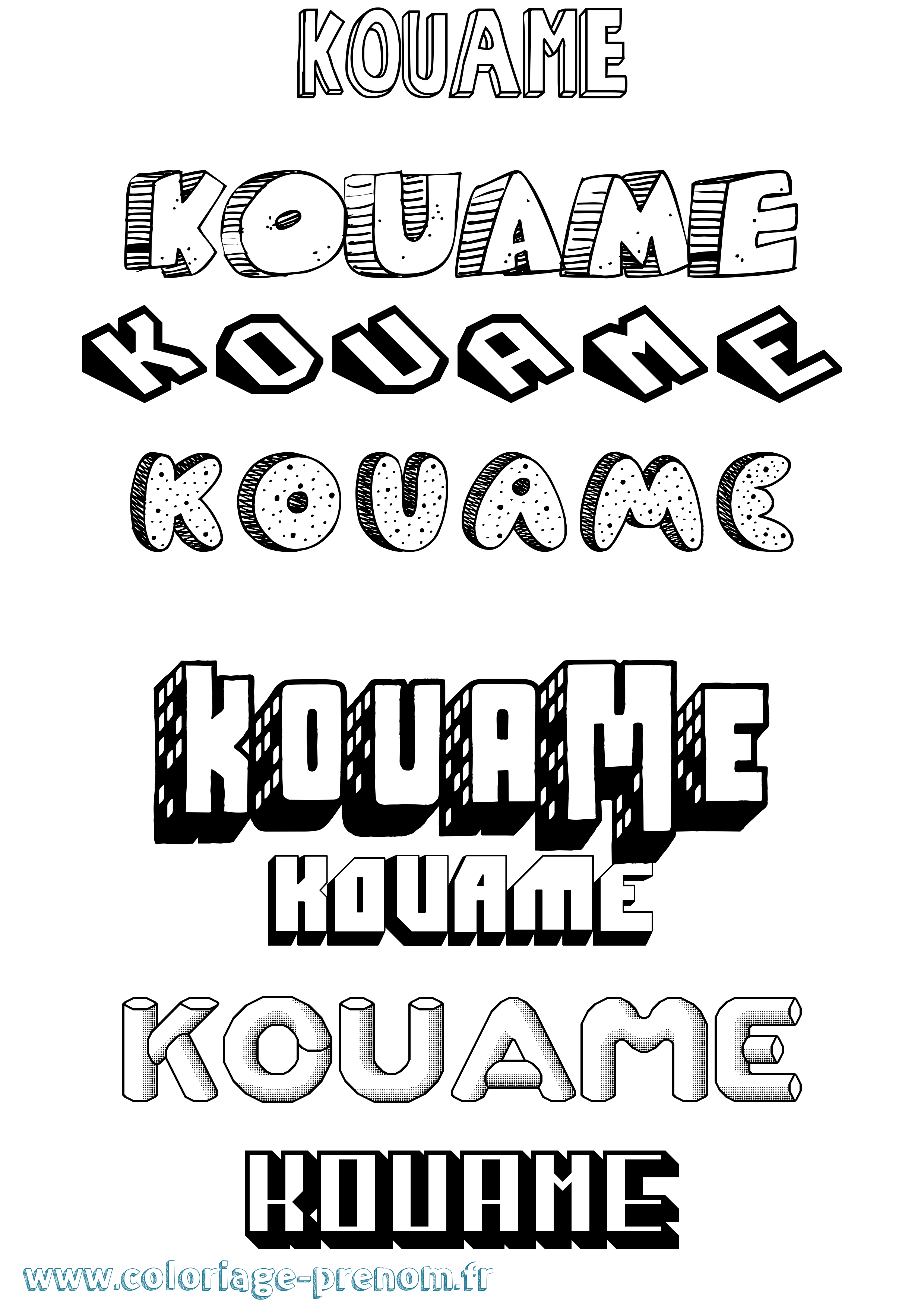 Coloriage Kouame Effet 3D Coloriage prénom Kouame Effet 3D