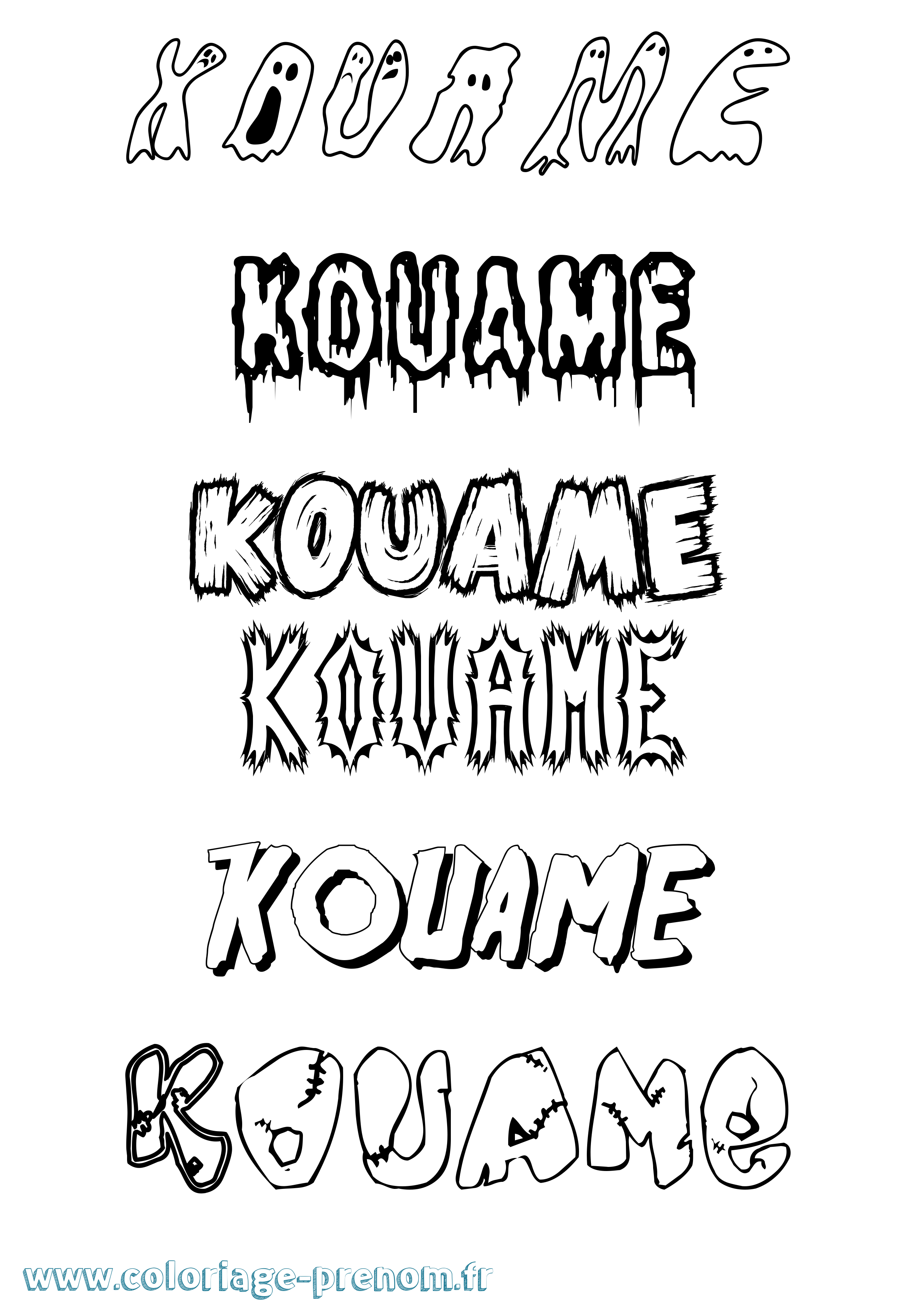 Coloriage Kouame Frisson Coloriage prénom Kouame Frisson