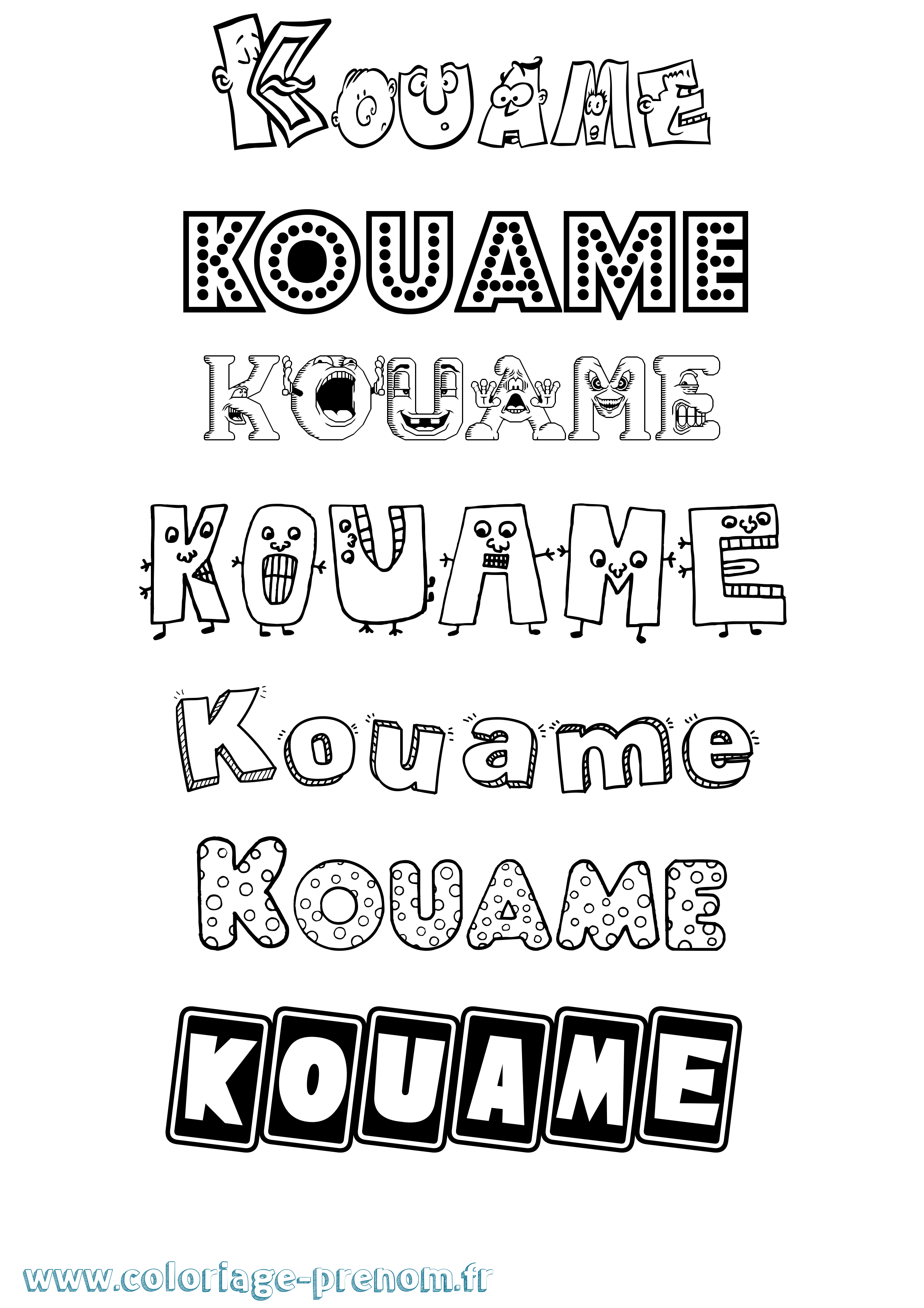 Coloriage Kouame Fun Coloriage prénom Kouame Fun