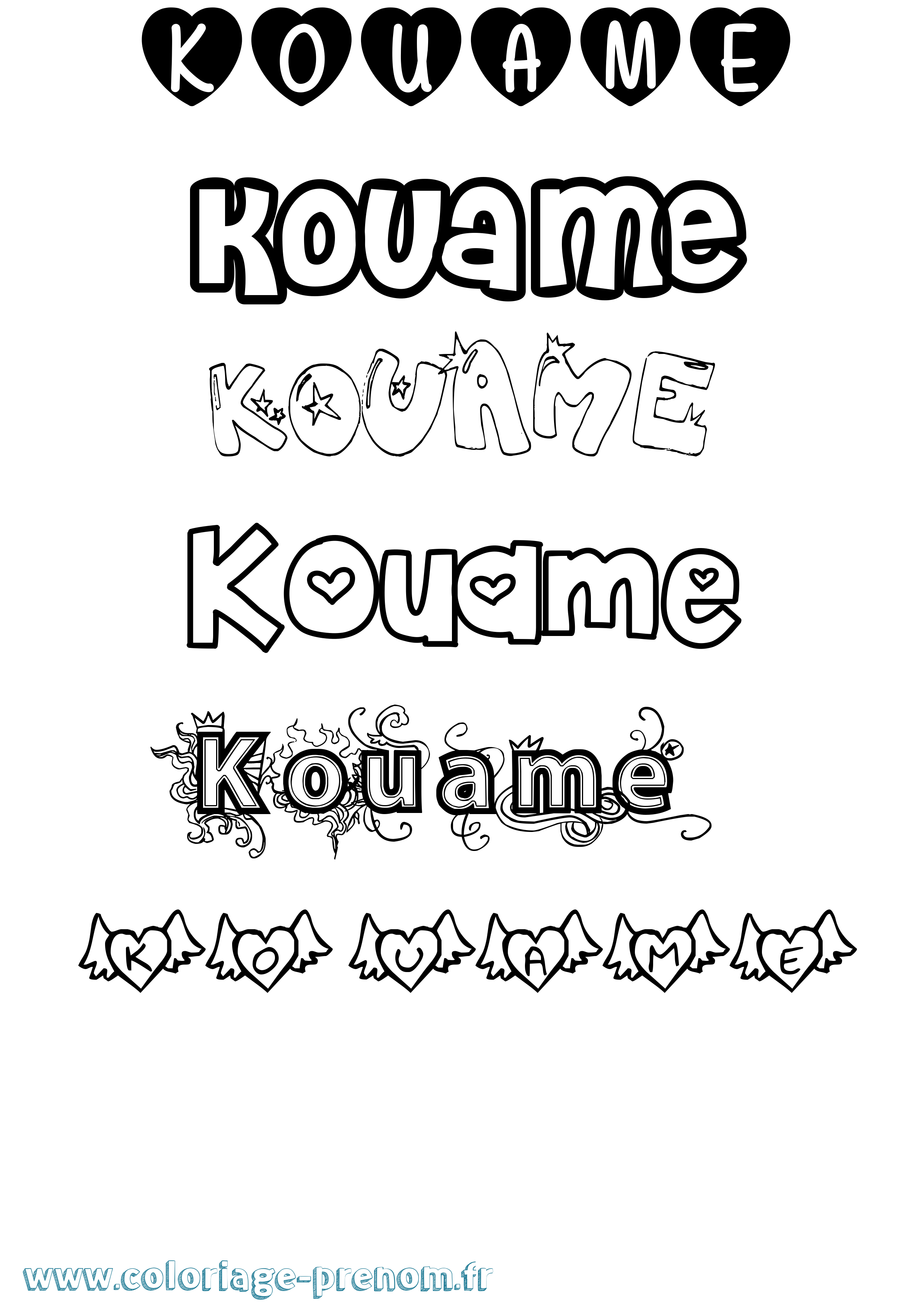 Coloriage Kouame Girly Coloriage prénom Kouame Girly