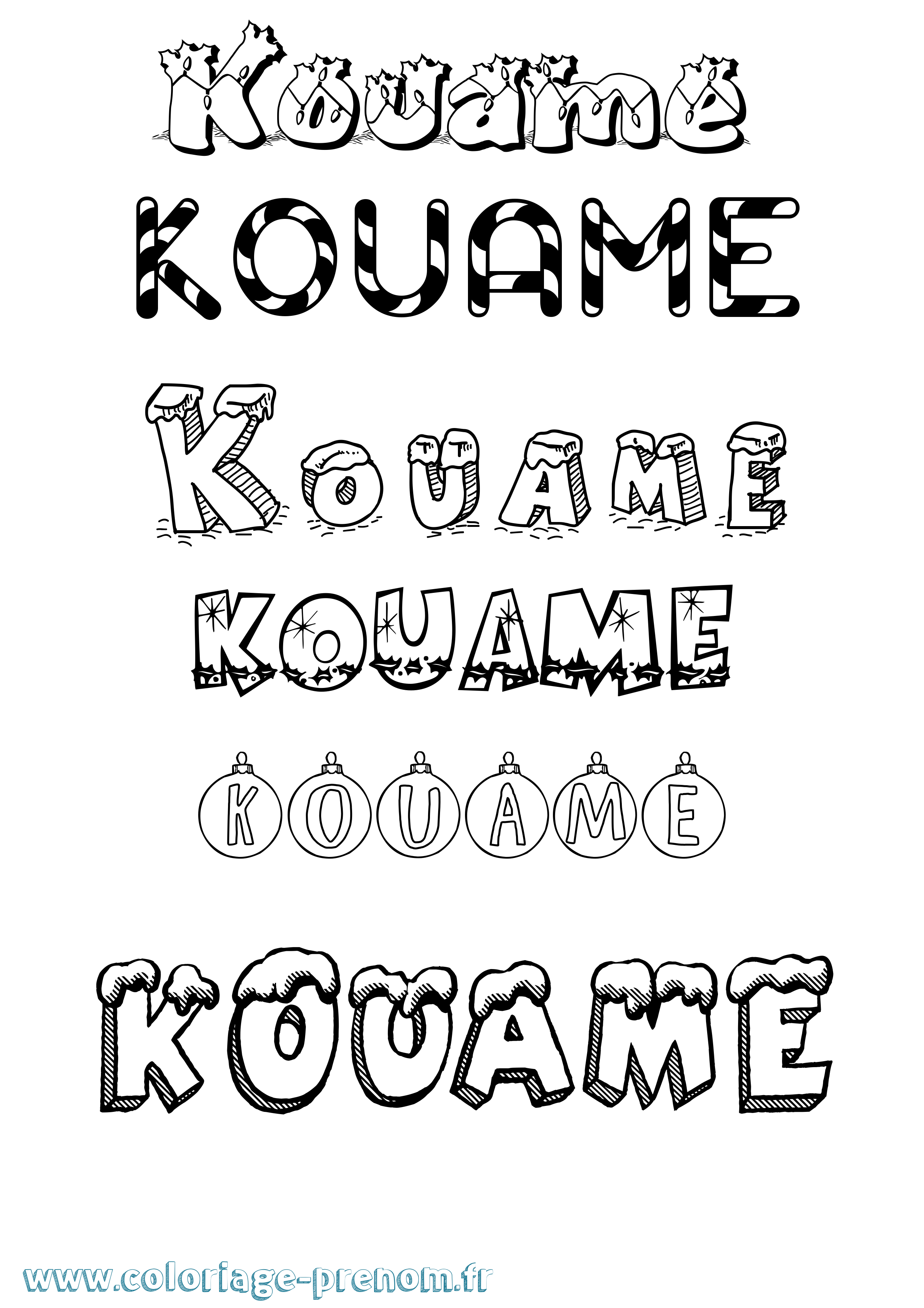 Coloriage Kouame Noël Coloriage prénom Kouame Noël