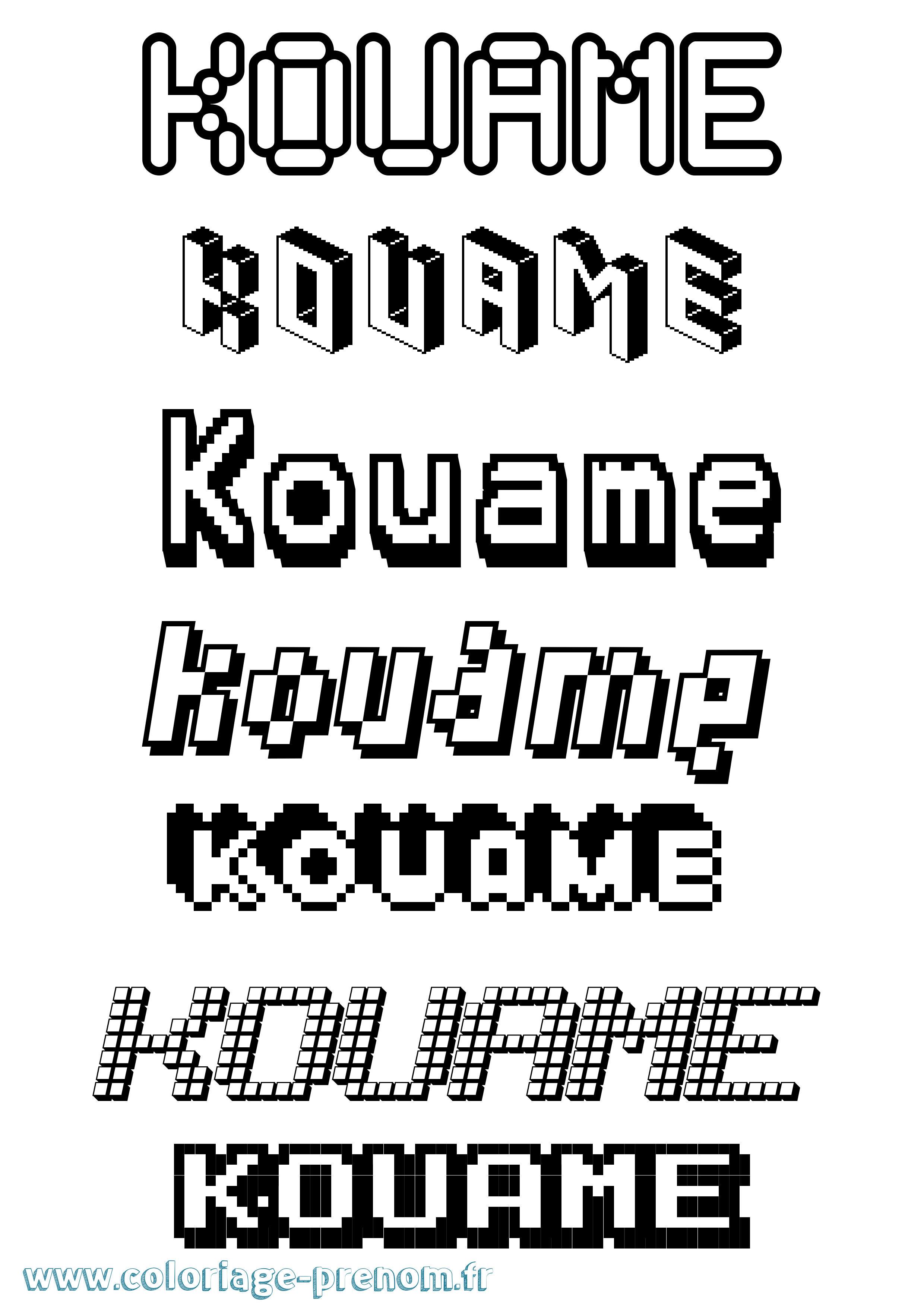 Coloriage Kouame Pixel Coloriage prénom Kouame Pixel