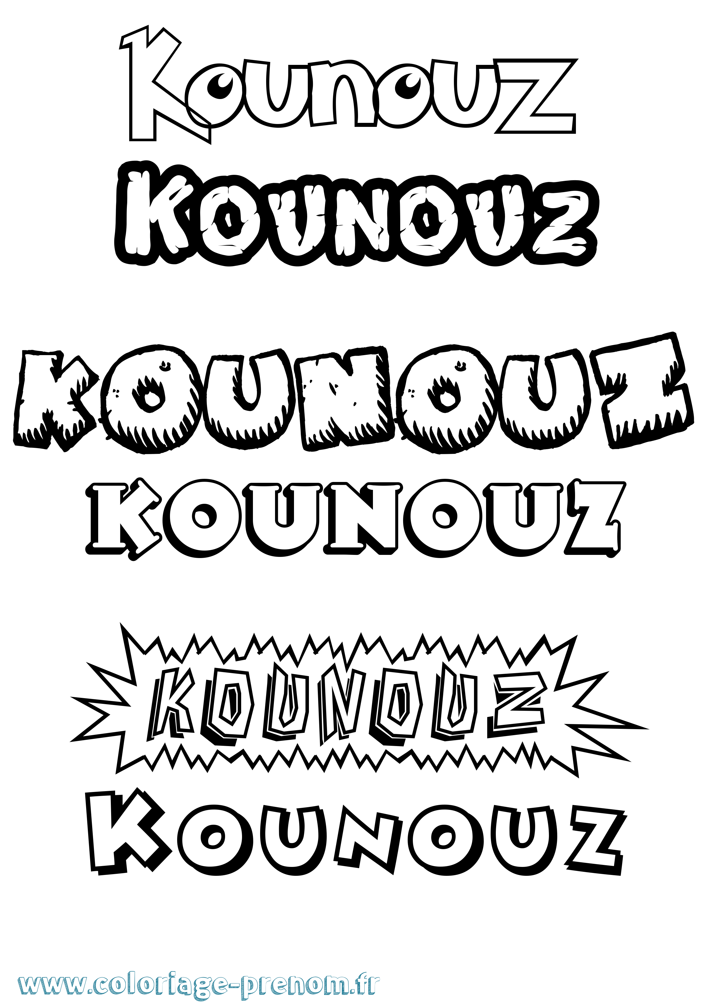 Coloriage Kounouz Dessin Animé Coloriage prénom Kounouz Dessin Animé