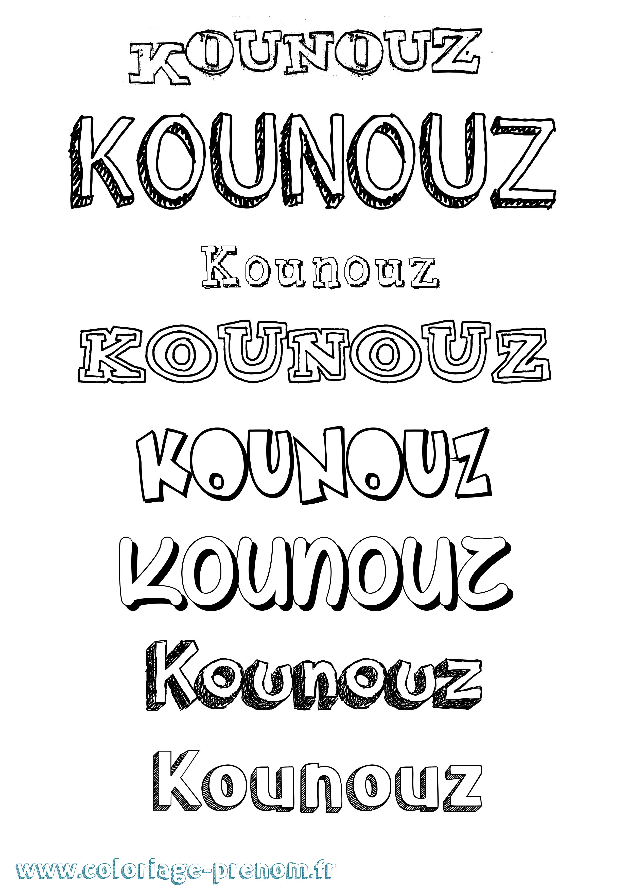 Coloriage Kounouz Dessiné Coloriage prénom Kounouz Dessiné