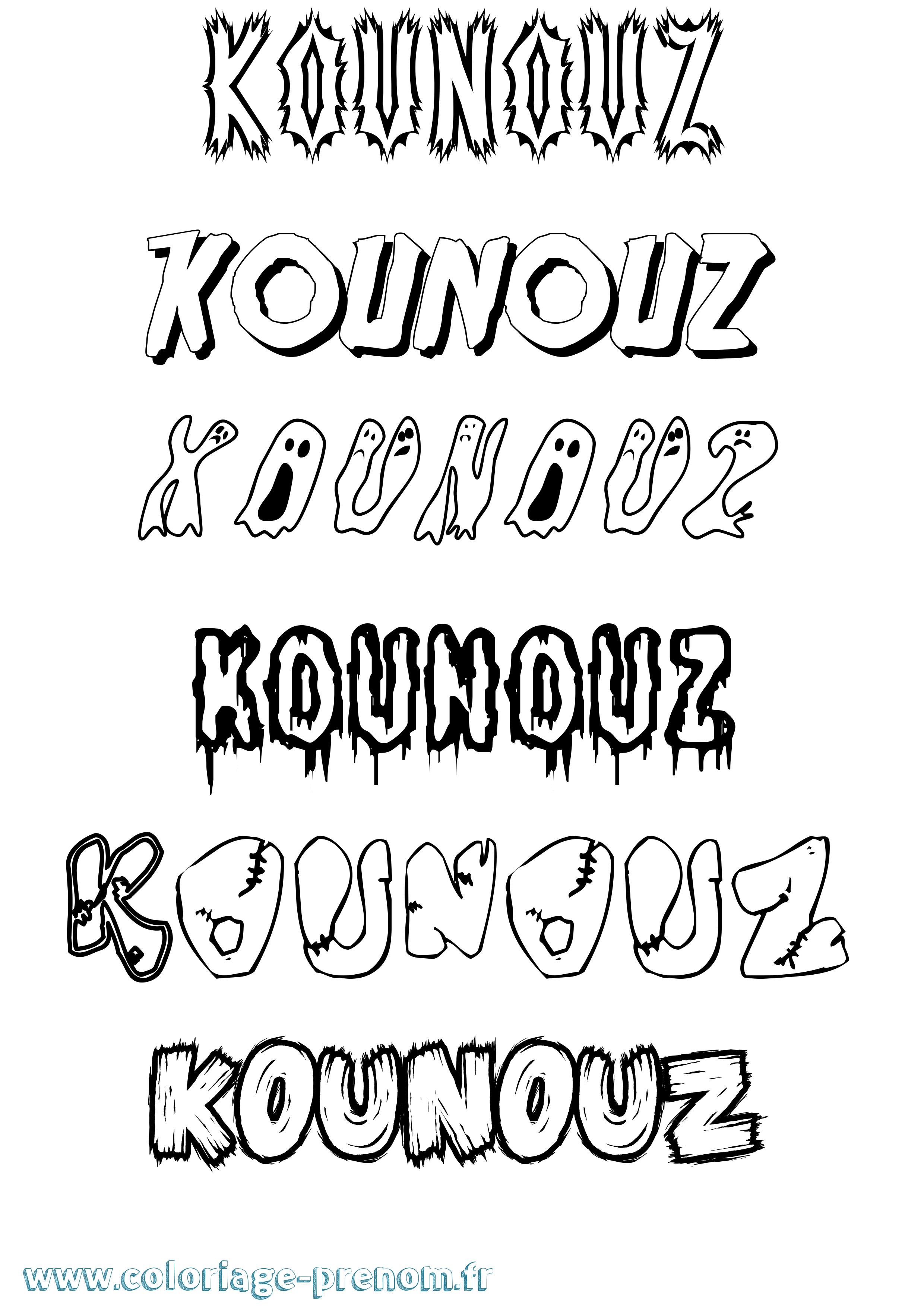 Coloriage Kounouz Frisson Coloriage prénom Kounouz Frisson