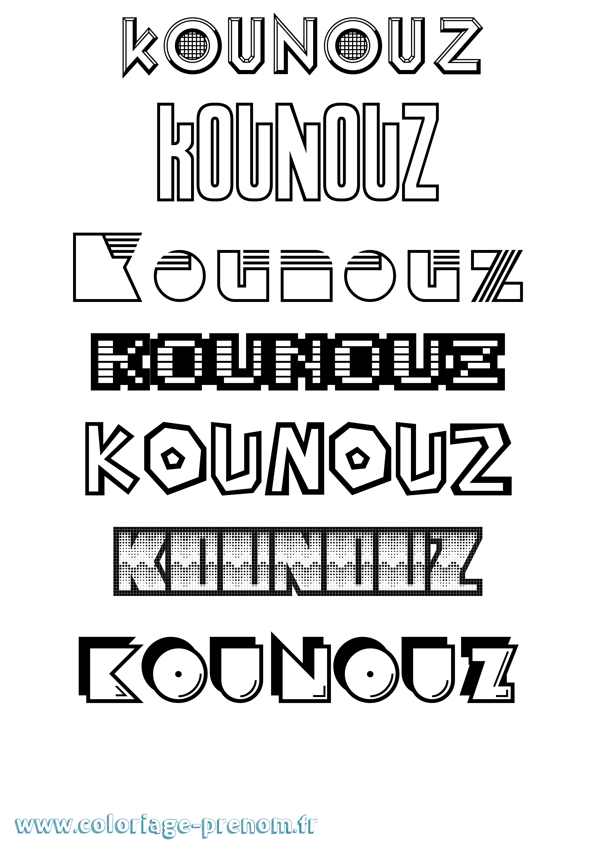 Coloriage Kounouz Jeux Vidéos Coloriage prénom Kounouz Jeux Vidéos