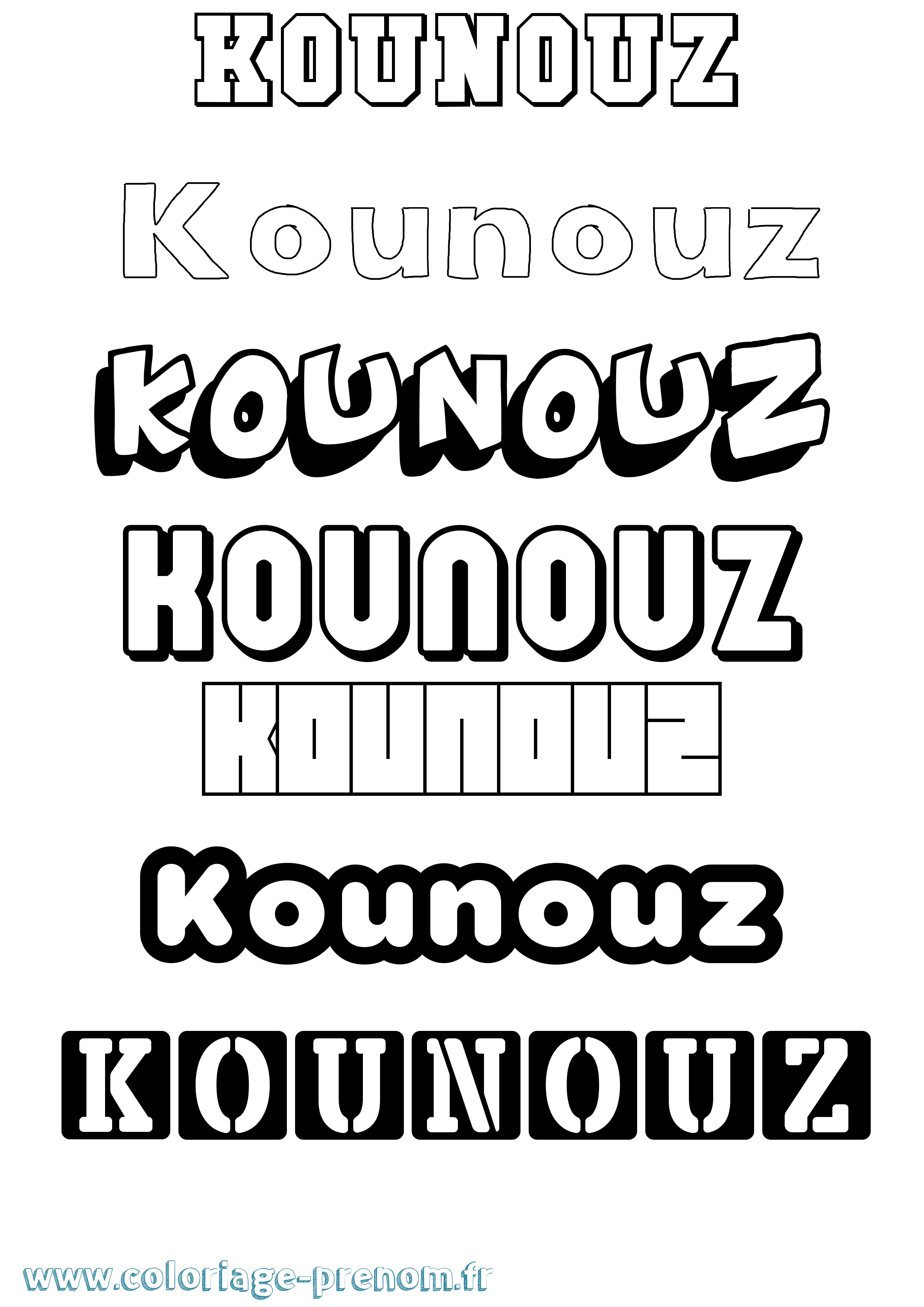 Coloriage Kounouz Simple Coloriage prénom Kounouz Simple