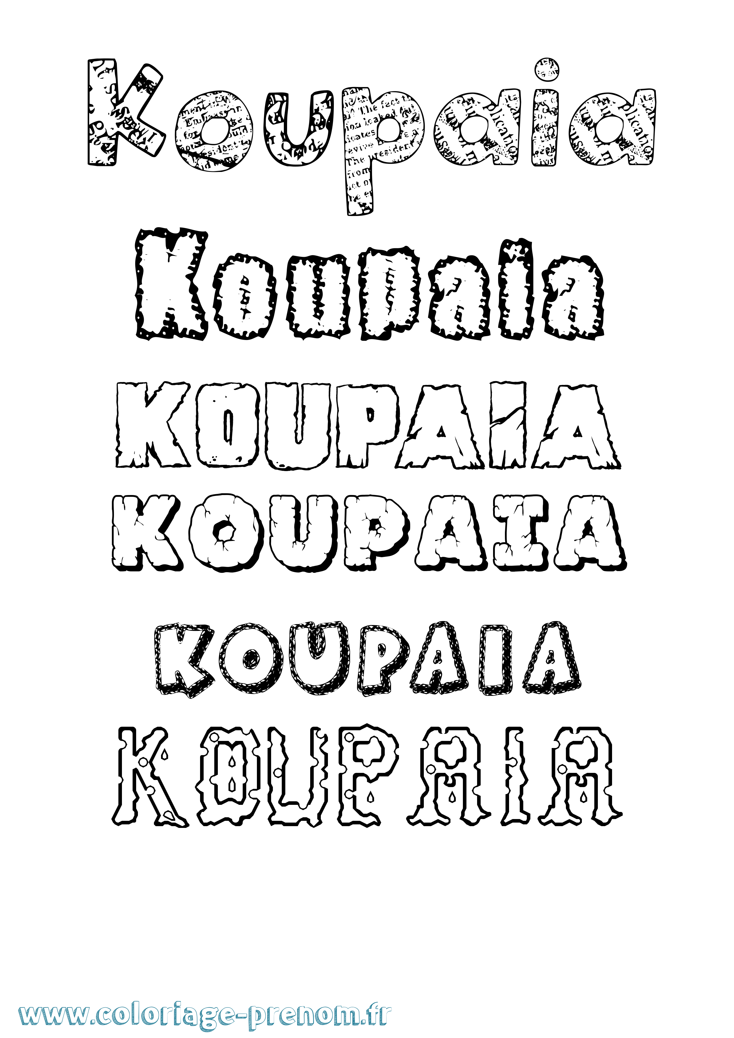 Coloriage Koupaia Destructuré Coloriage prénom Koupaia Destructuré