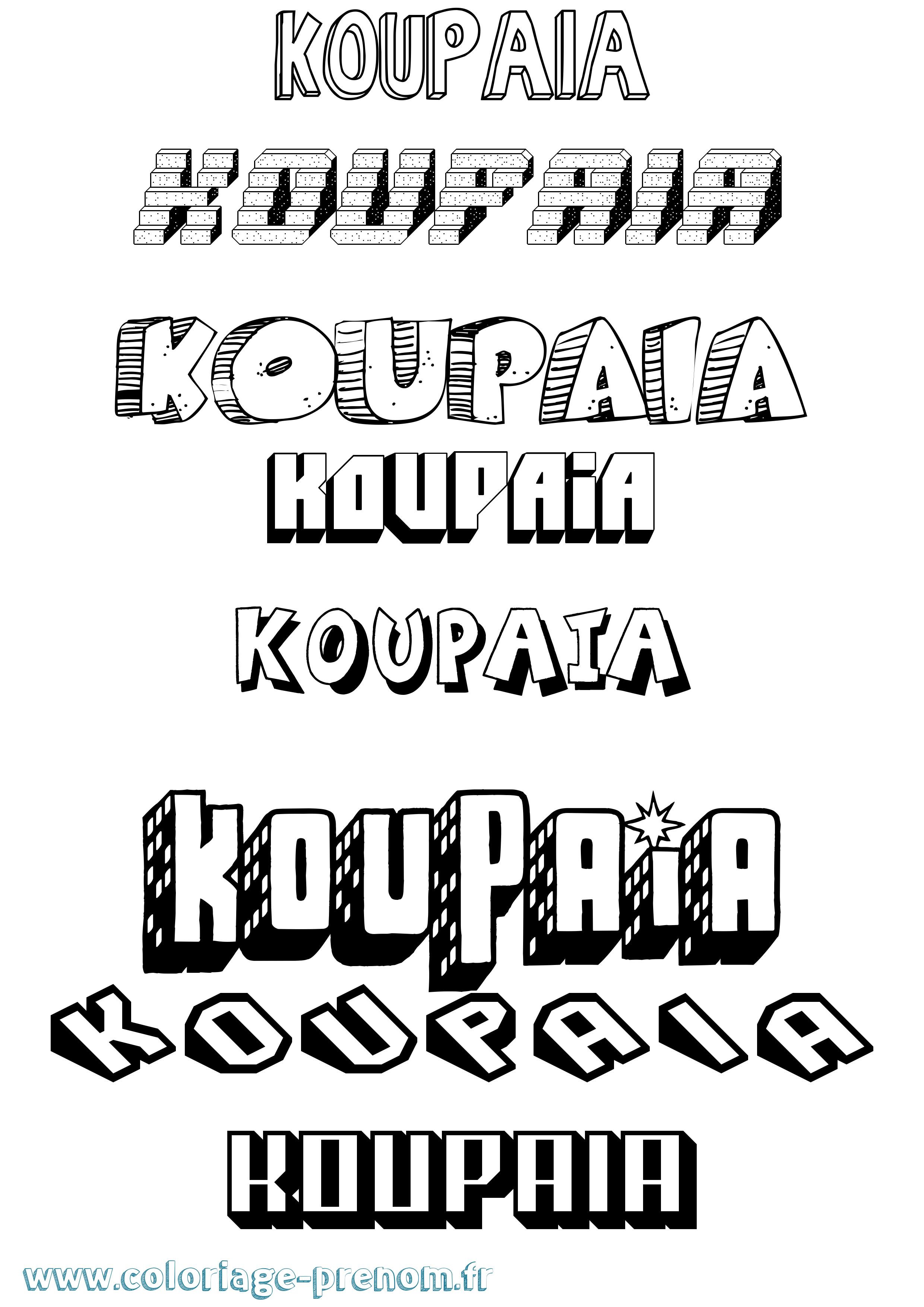 Coloriage Koupaia Effet 3D Coloriage prénom Koupaia Effet 3D