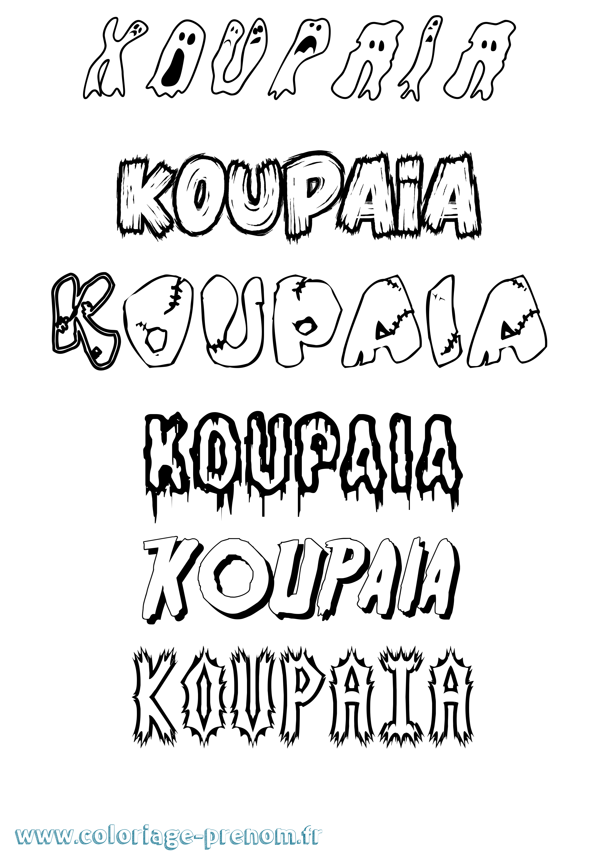 Coloriage Koupaia Frisson Coloriage prénom Koupaia Frisson