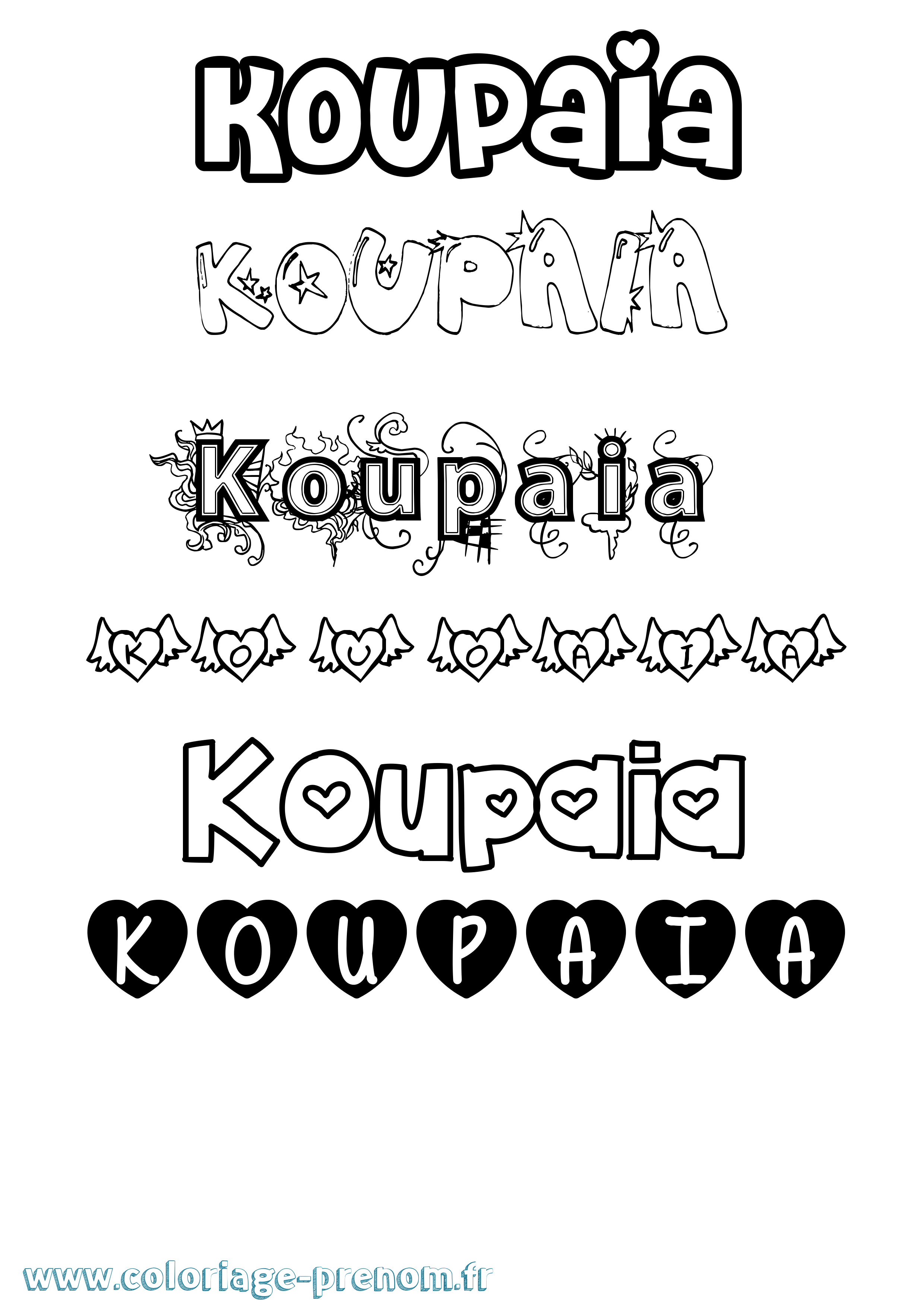 Coloriage Koupaia Girly Coloriage prénom Koupaia Girly