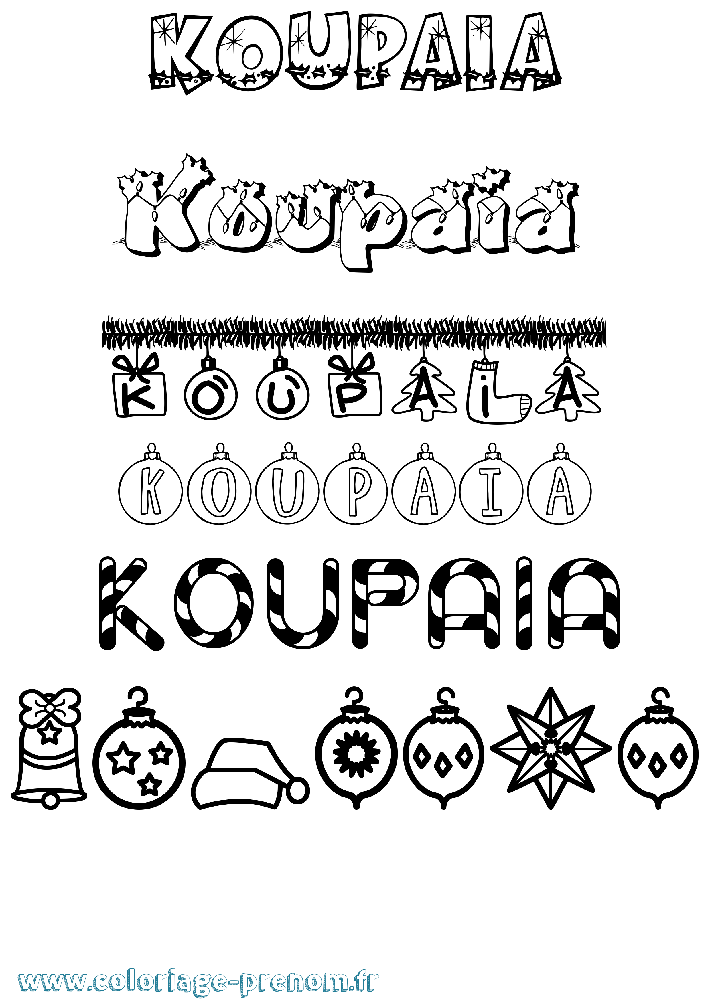 Coloriage Koupaia Noël Coloriage prénom Koupaia Noël