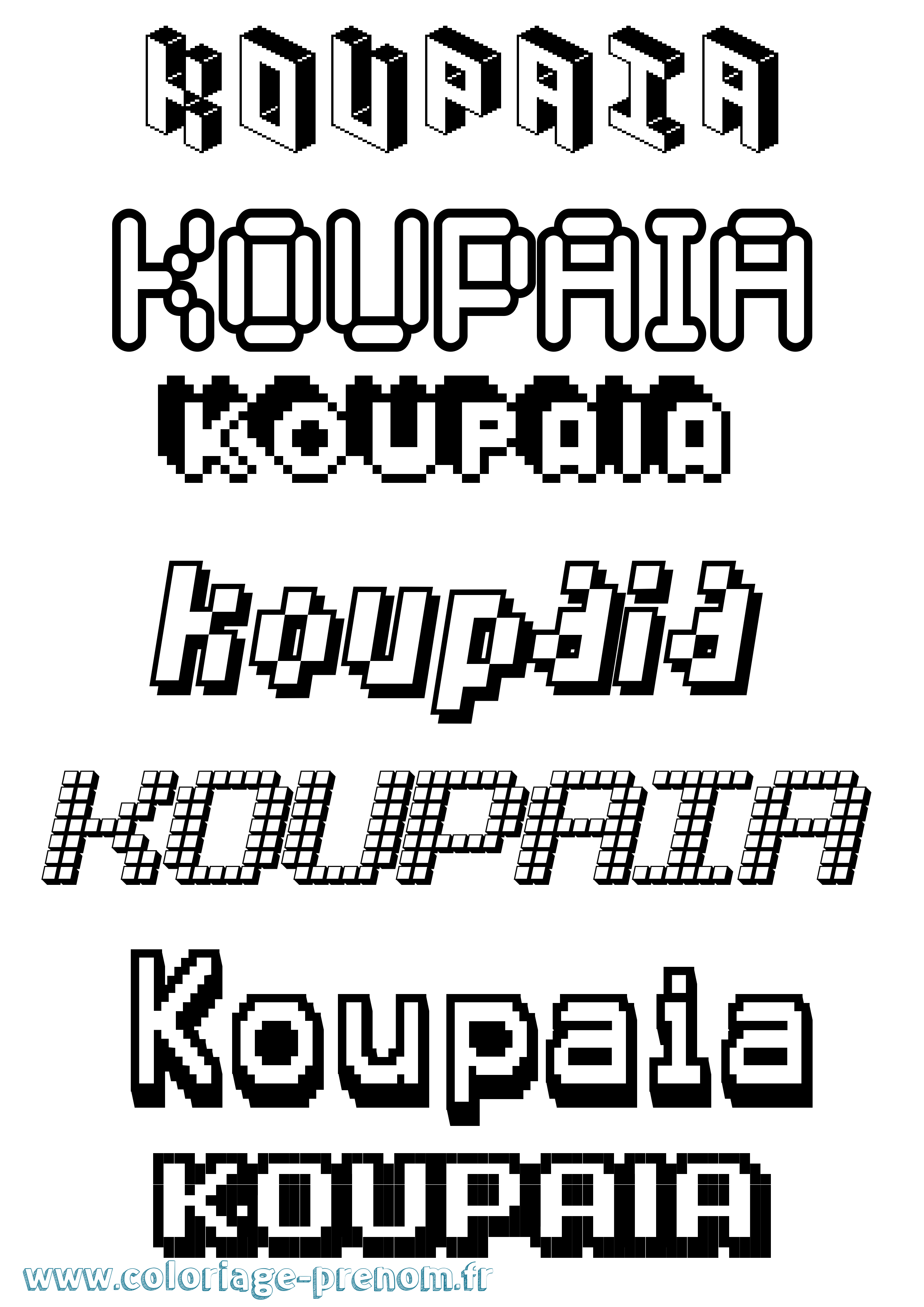 Coloriage Koupaia Pixel Coloriage prénom Koupaia Pixel