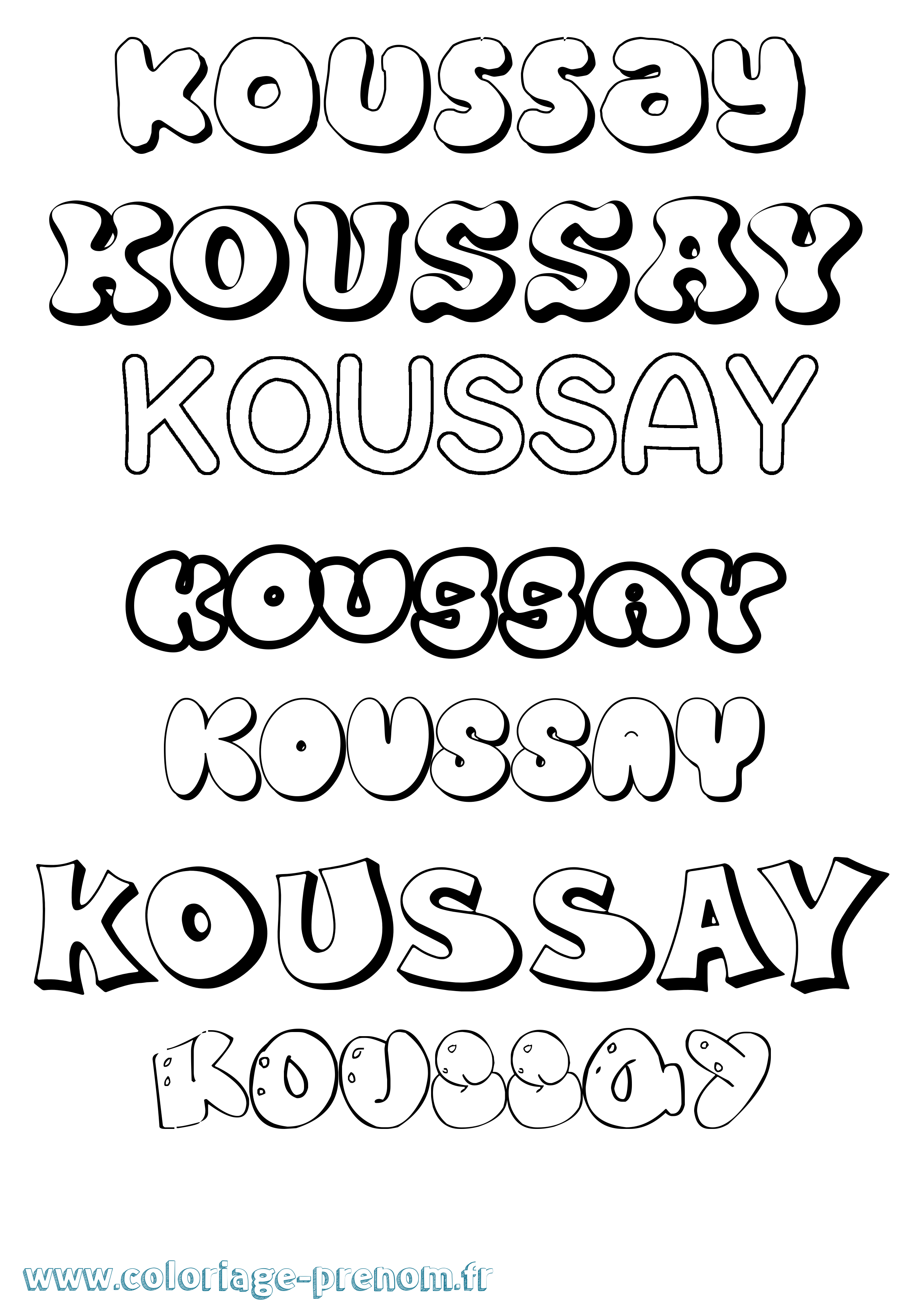 Coloriage Koussay Bubble Coloriage prénom Koussay Bubble