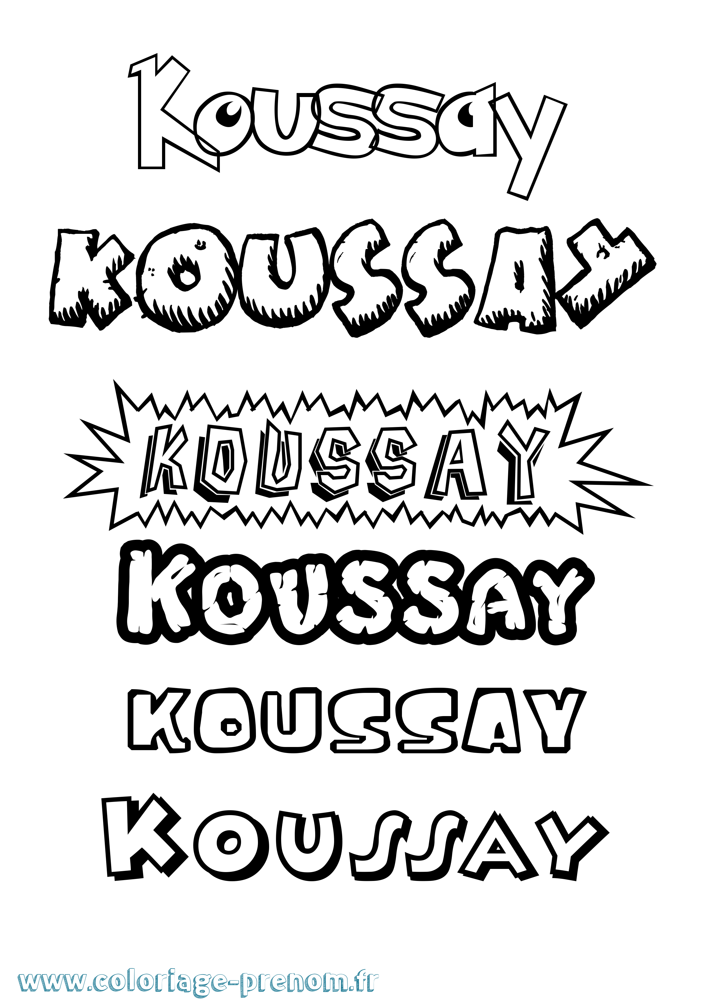 Coloriage Koussay Dessin Animé Coloriage prénom Koussay Dessin Animé