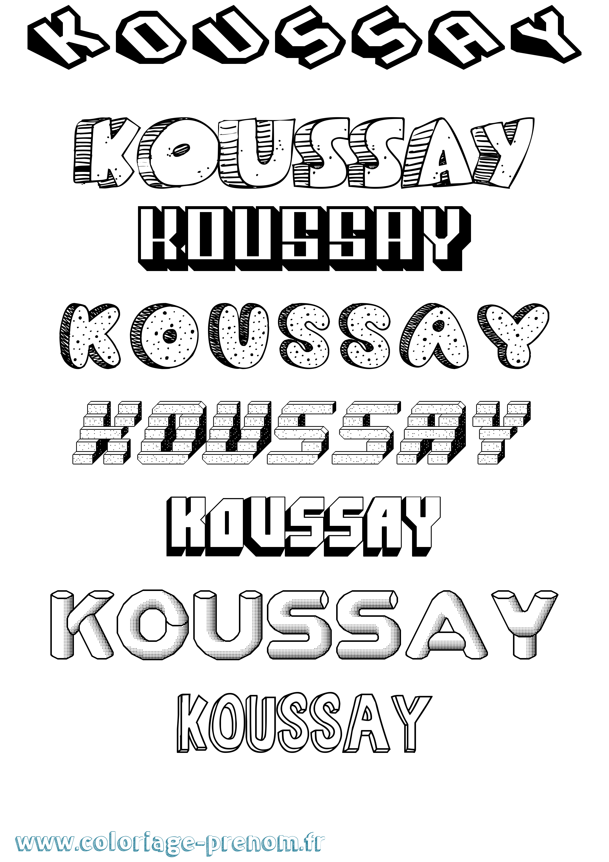 Coloriage Koussay Effet 3D Coloriage prénom Koussay Effet 3D
