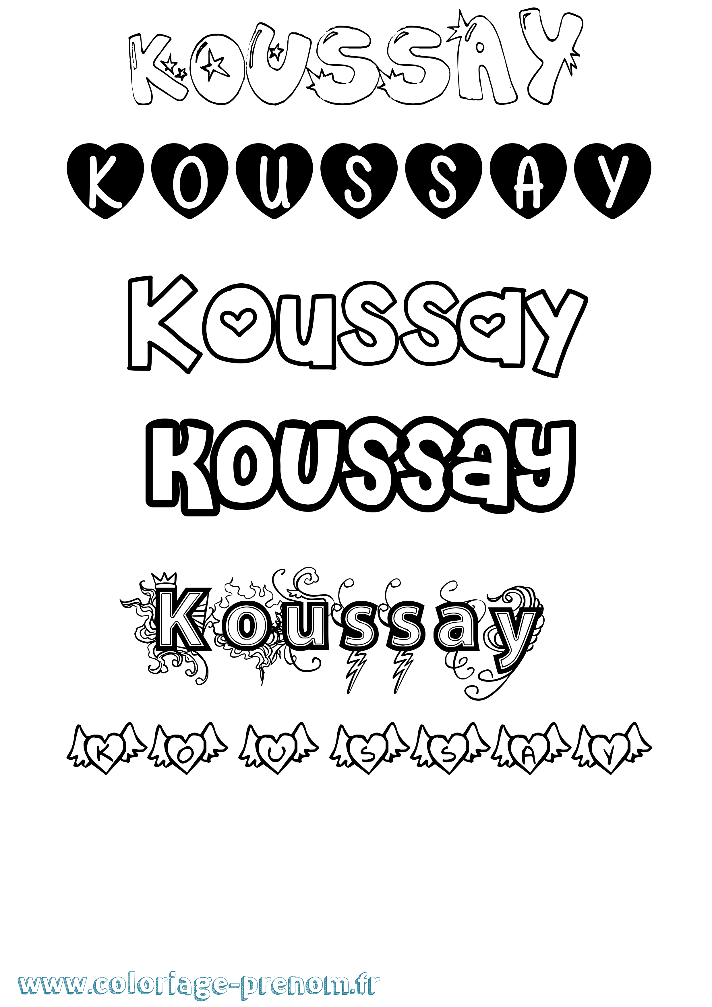 Coloriage Koussay Girly Coloriage prénom Koussay Girly