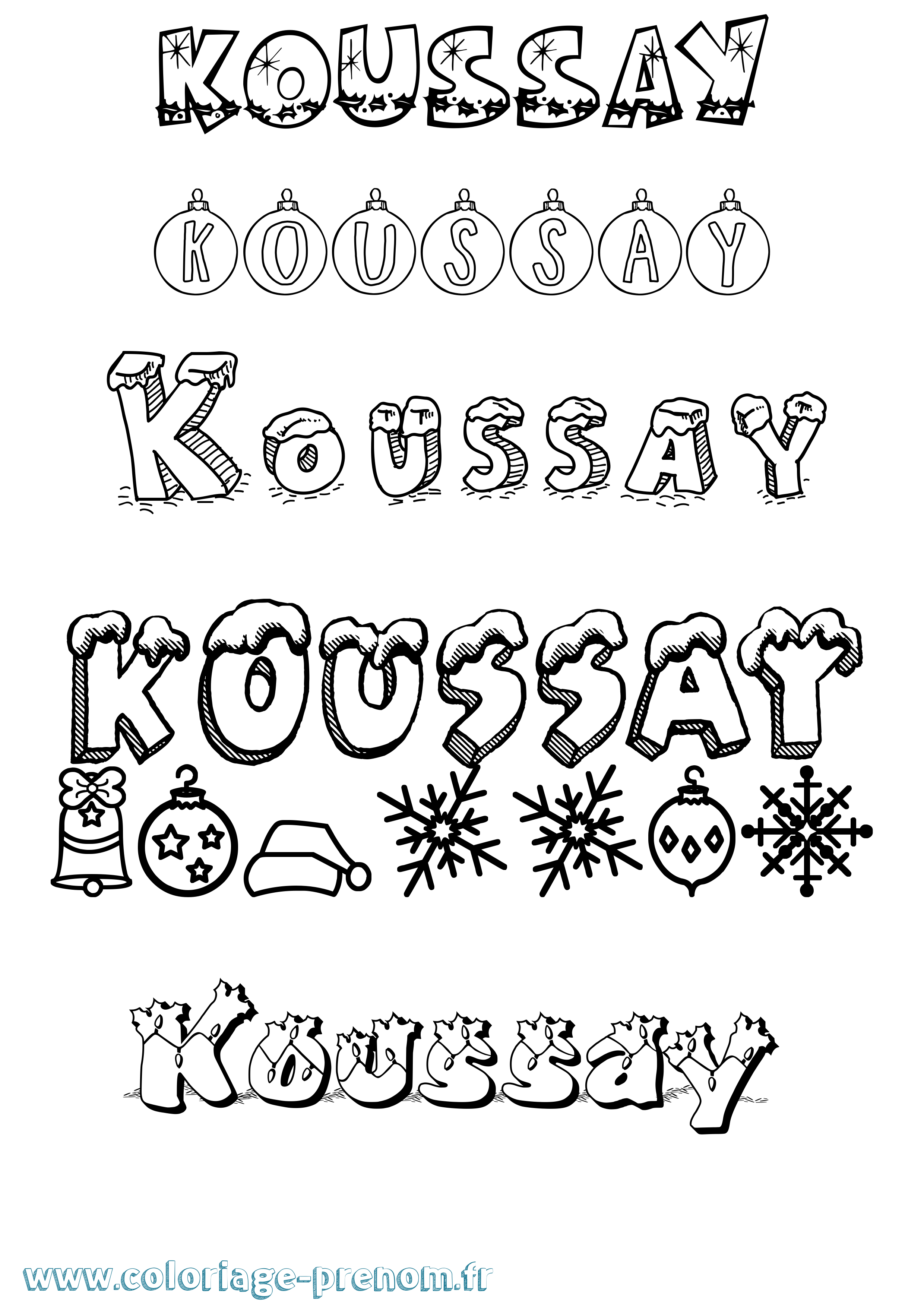 Coloriage Koussay Noël Coloriage prénom Koussay Noël