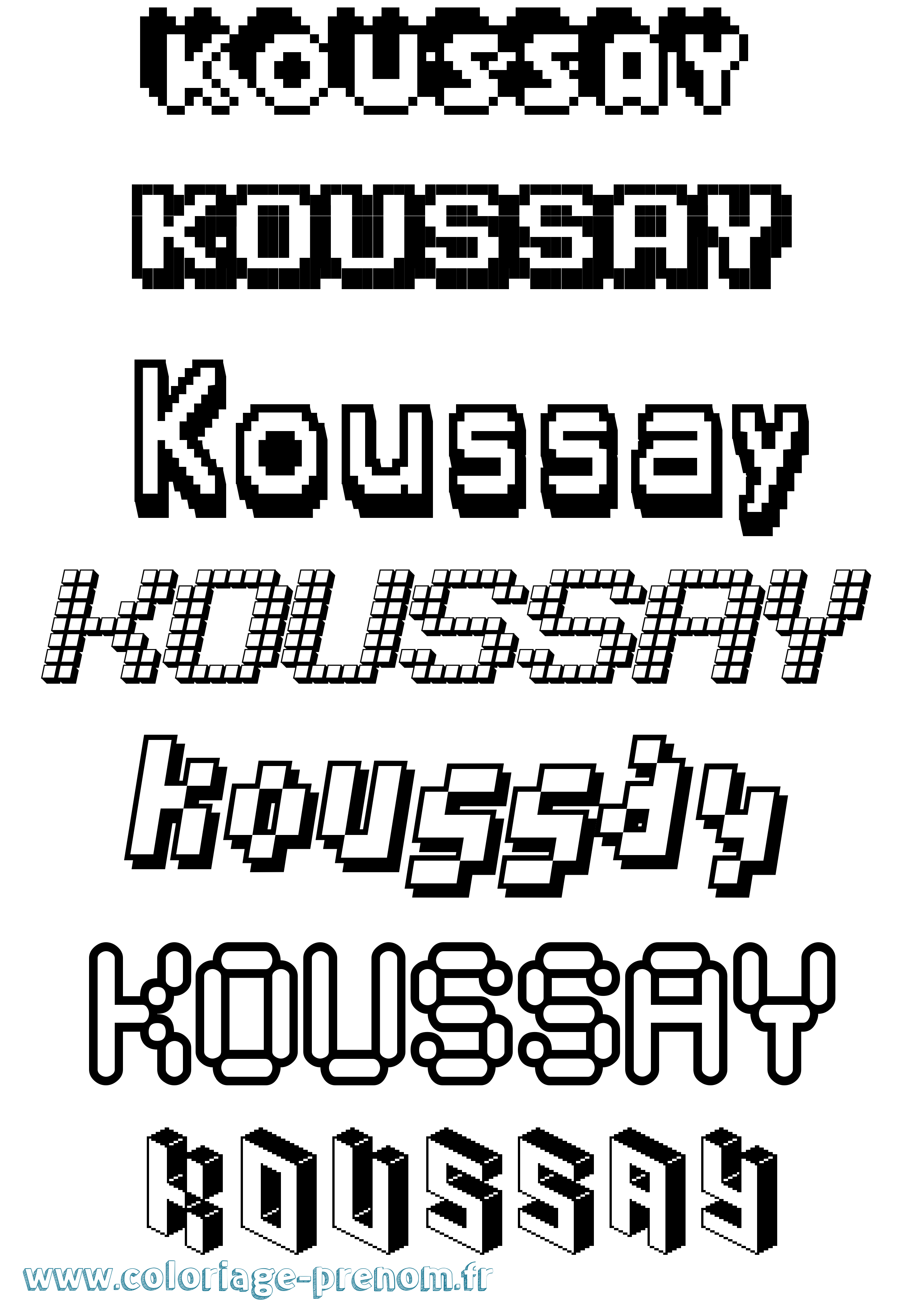 Coloriage Koussay Pixel Coloriage prénom Koussay Pixel