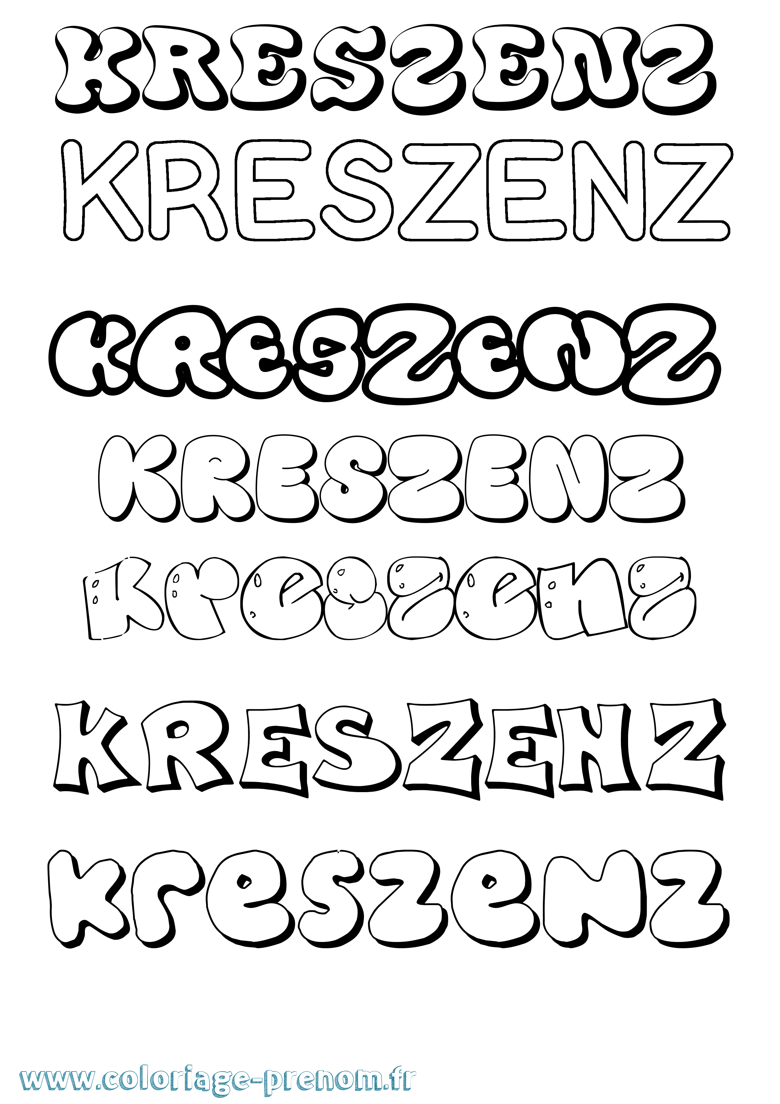 Coloriage Kreszenz Bubble Coloriage prénom Kreszenz Bubble
