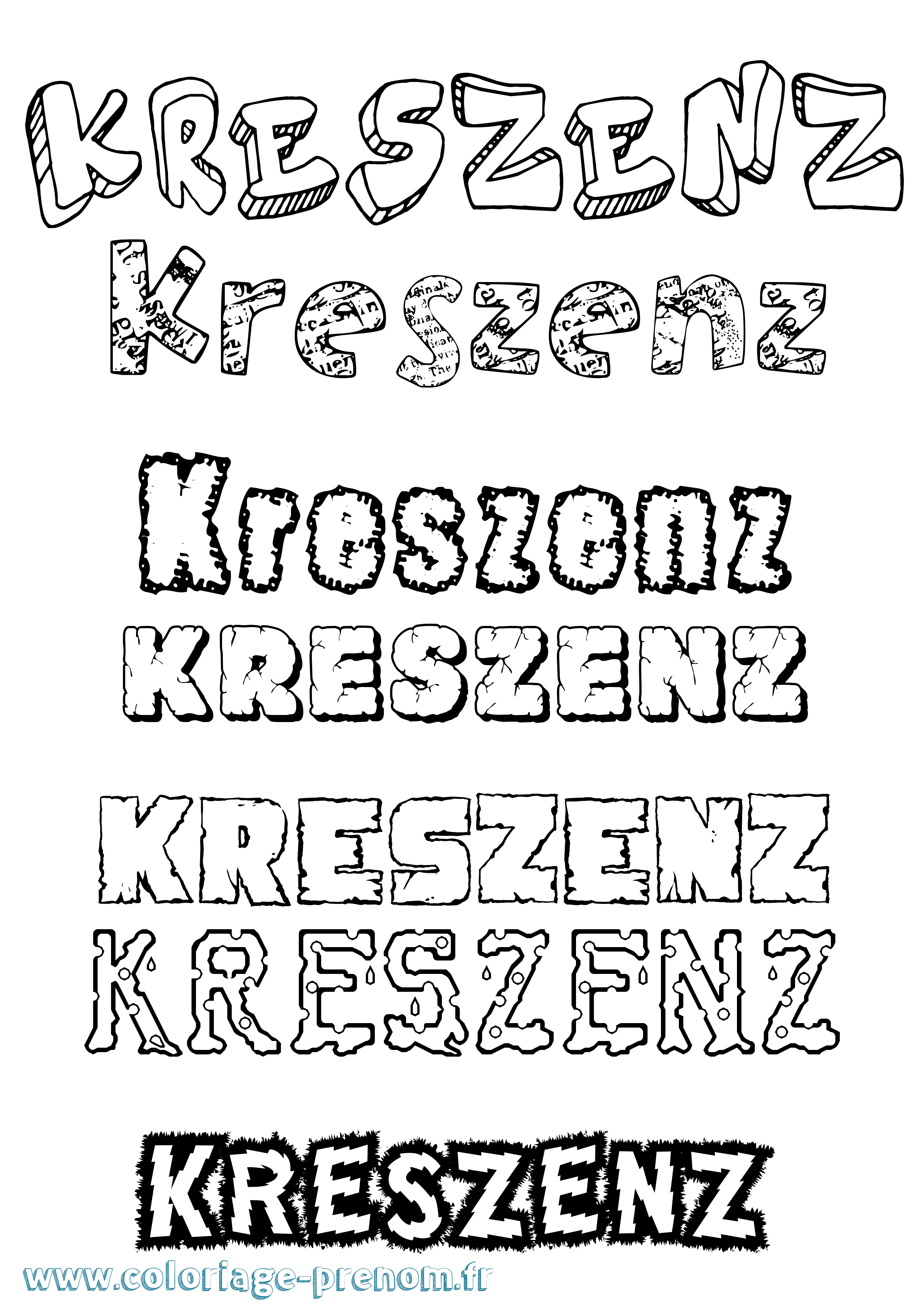 Coloriage Kreszenz Destructuré Coloriage prénom Kreszenz Destructuré