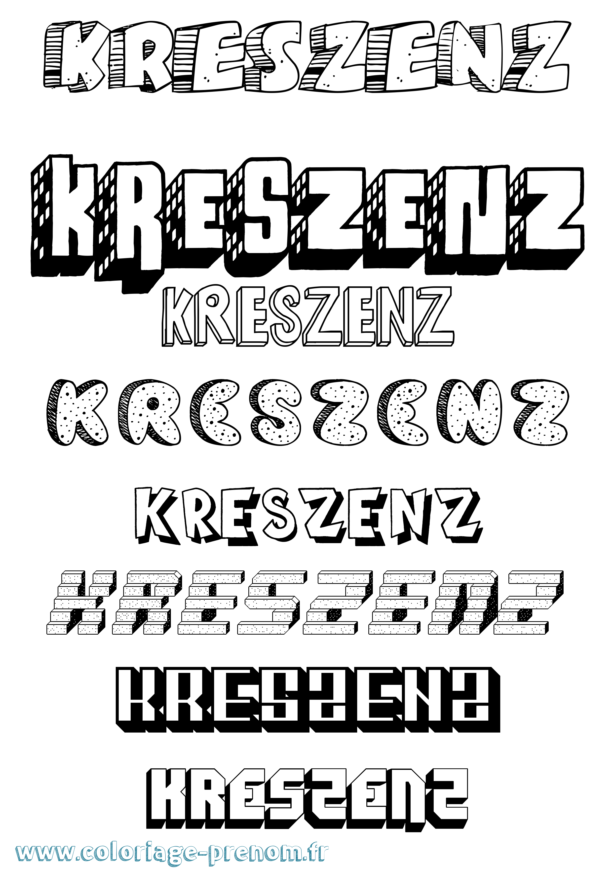 Coloriage Kreszenz Effet 3D Coloriage prénom Kreszenz Effet 3D