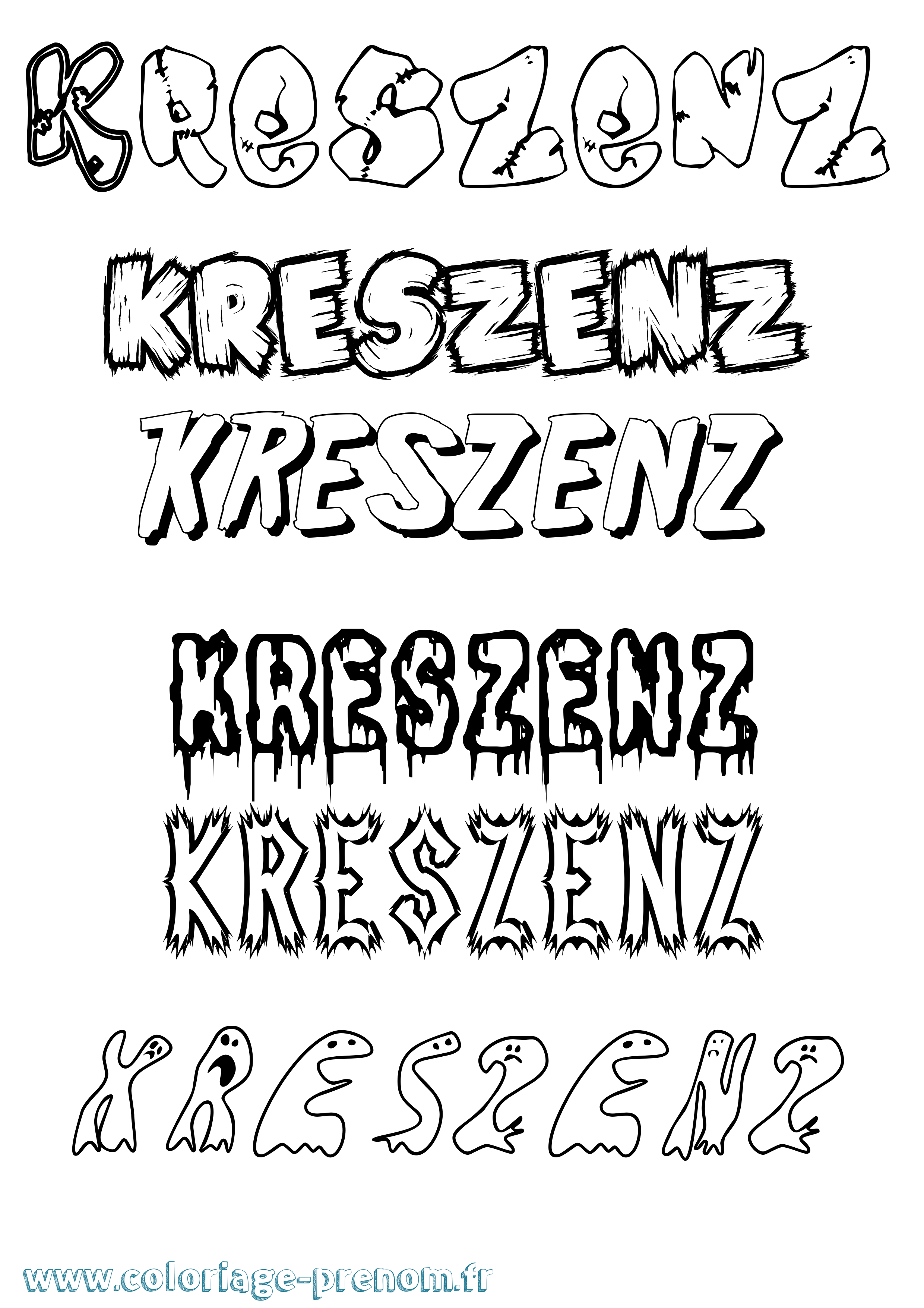 Coloriage Kreszenz Frisson Coloriage prénom Kreszenz Frisson