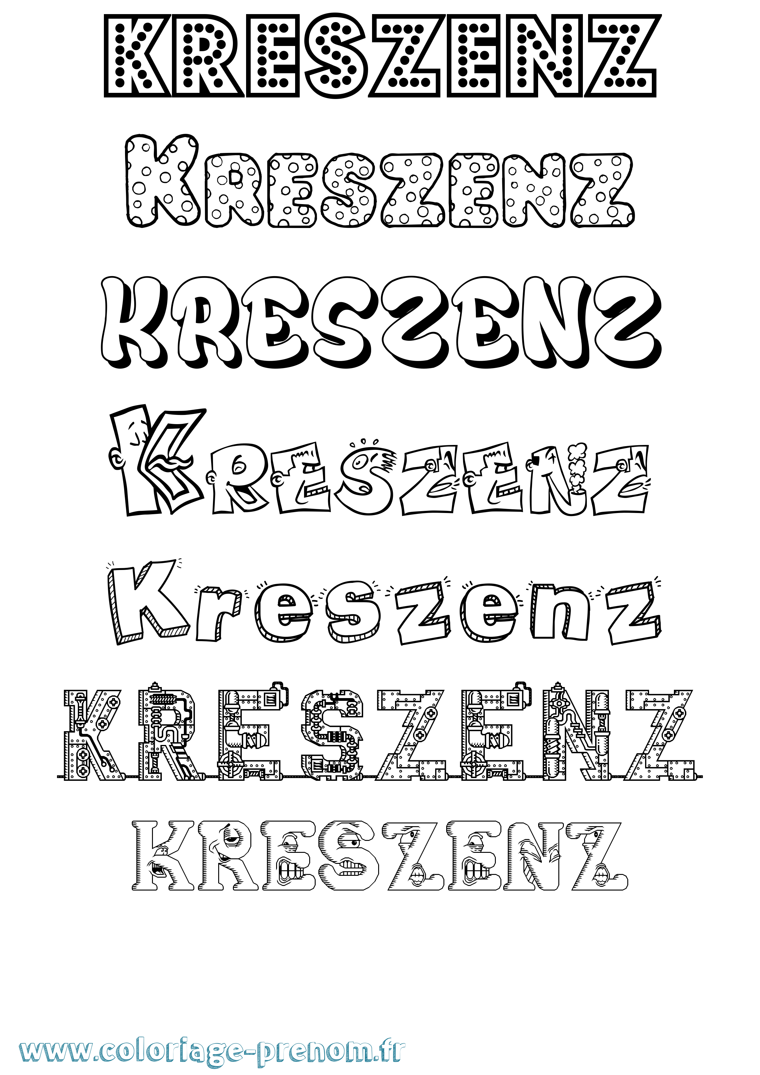Coloriage Kreszenz Fun Coloriage prénom Kreszenz Fun