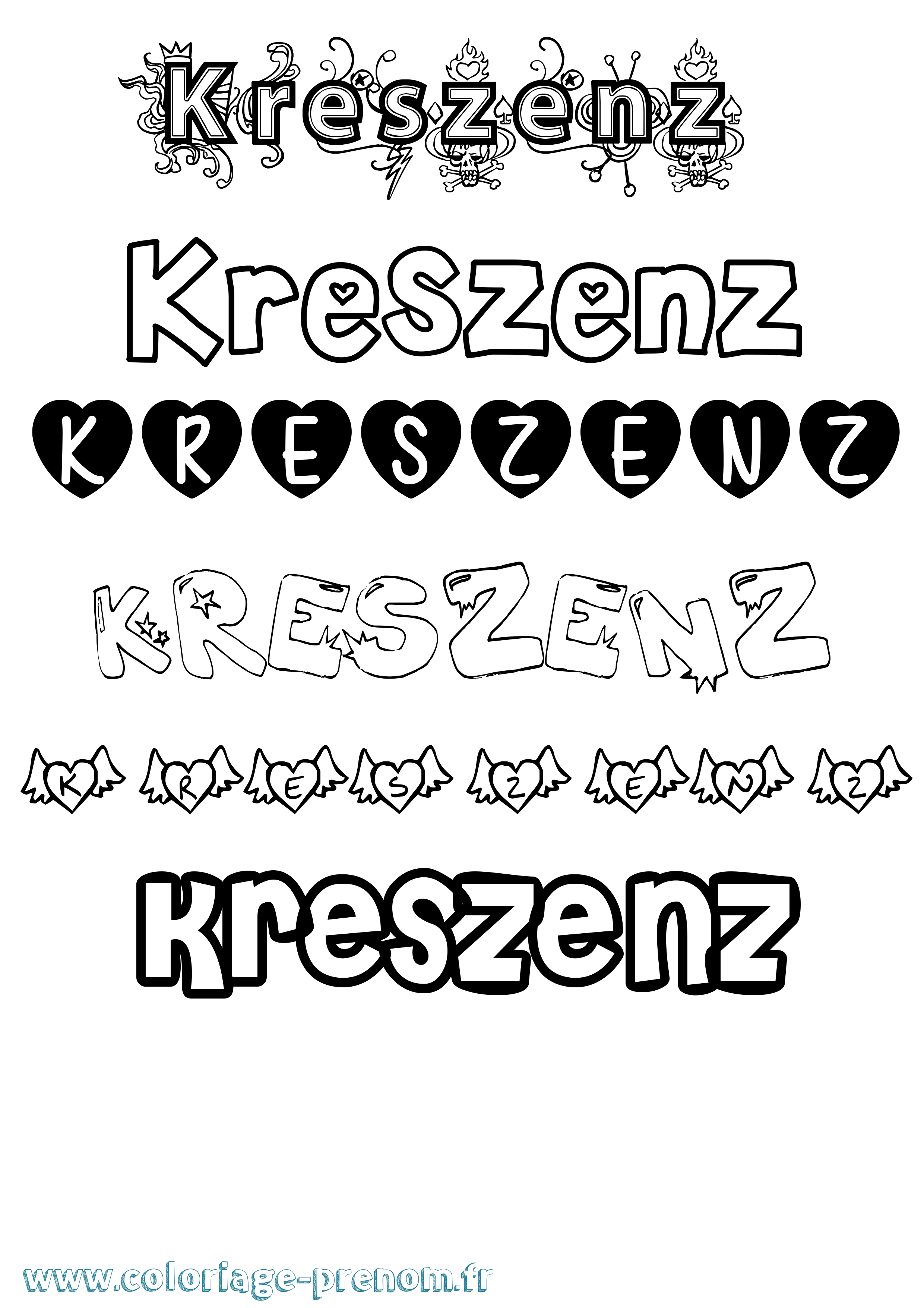 Coloriage Kreszenz Girly Coloriage prénom Kreszenz Girly