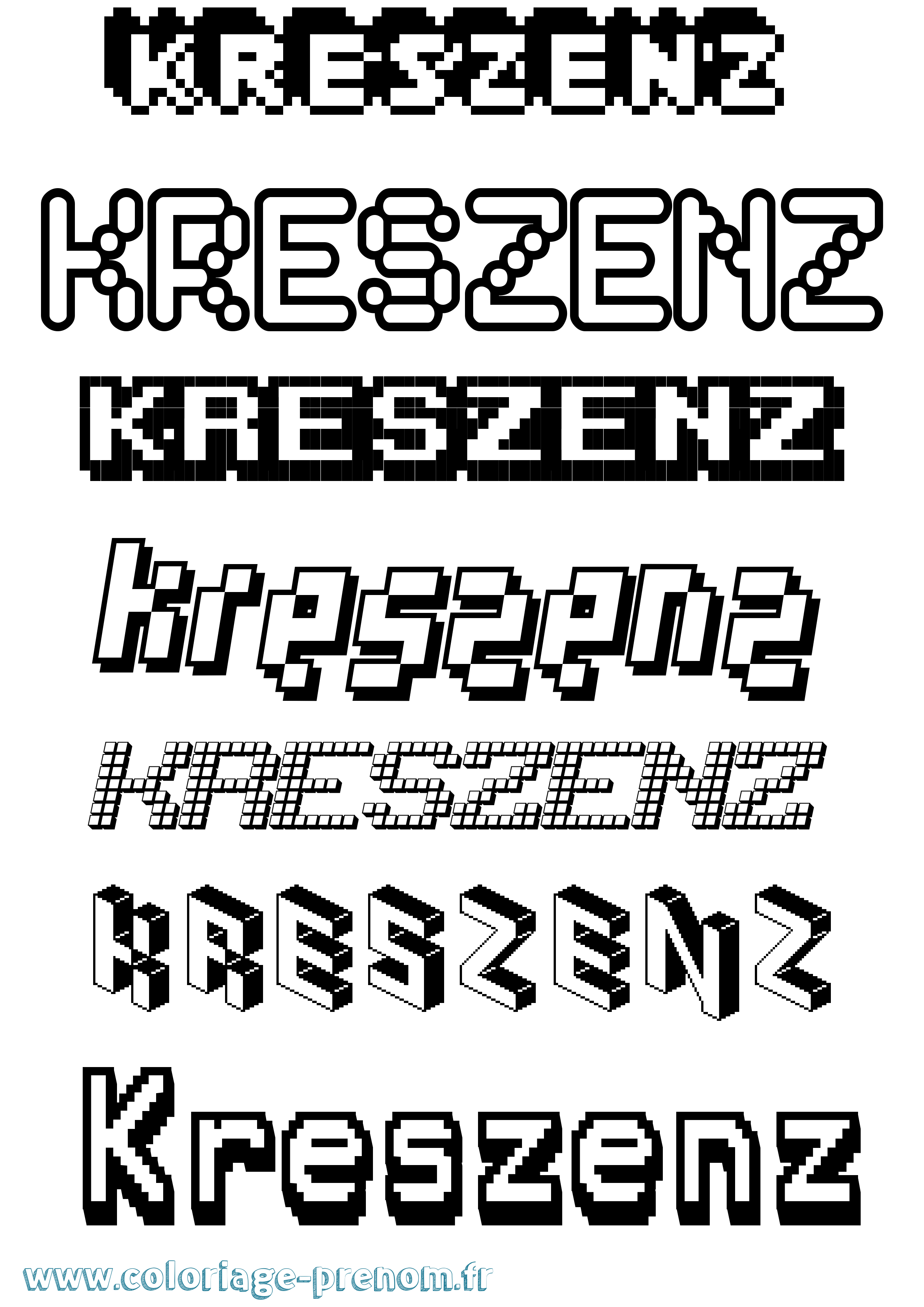 Coloriage Kreszenz Pixel Coloriage prénom Kreszenz Pixel