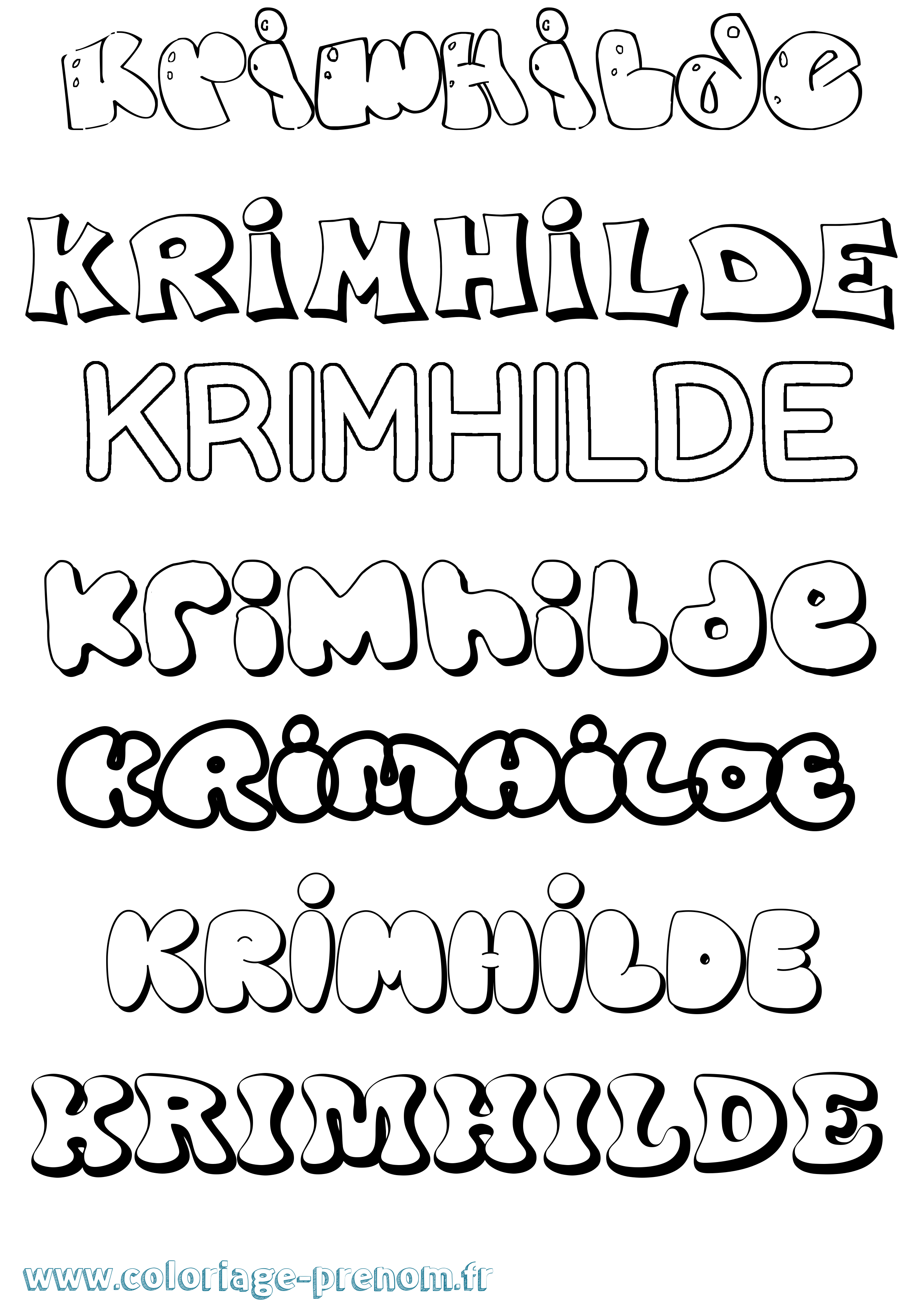 Coloriage Krimhilde Bubble Coloriage prénom Krimhilde Bubble